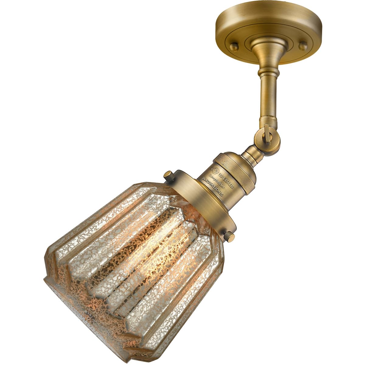 Innovations 201F-BB-G146-LED Brushed Brass Semi-Flush Mount Ceiling Light Fixture - Modern LED Lighting for Bedroom, Hallway & Kitchen