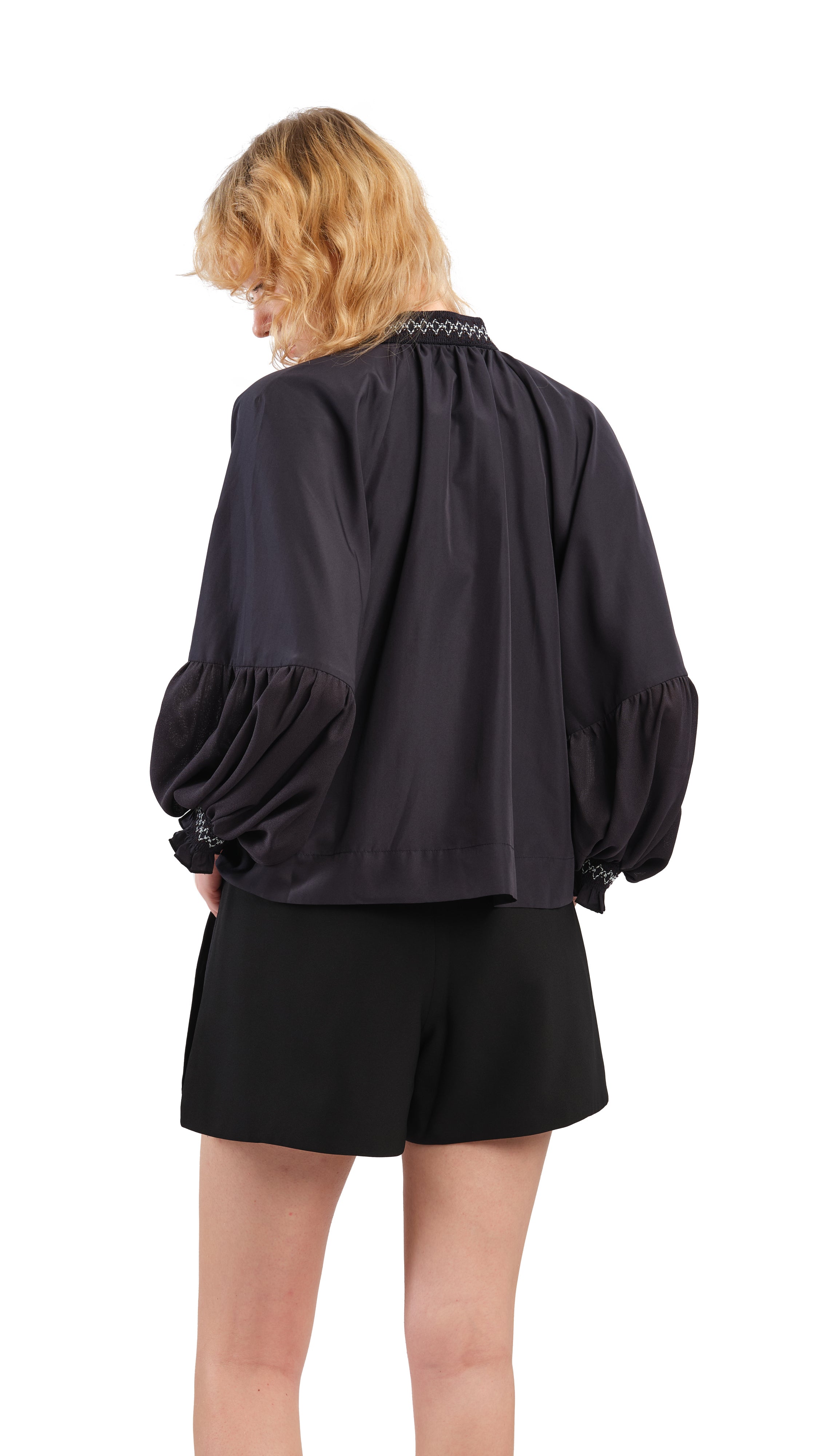 Stylish Smocking Balloon Sleeves Jacket for Women - Trendy Blouse with Puff Sleeves - Perfect for Casual Outings, Date Nights & Office Wear