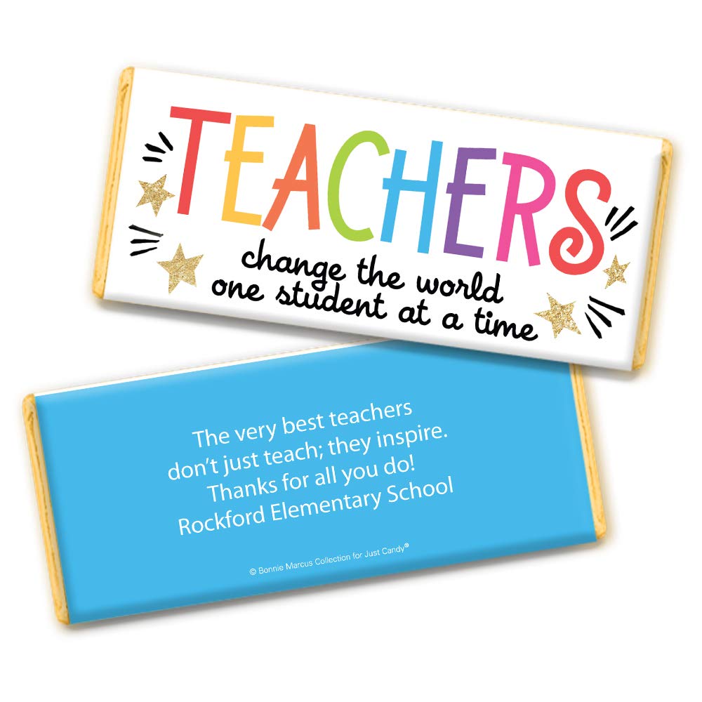 Personalized Chocolate Bars for Teacher Appreciation Gifts - Custom Candy Favors (12 Pack) - Perfect for Classroom Rewards, End of Year Gifts & Thank You Treats