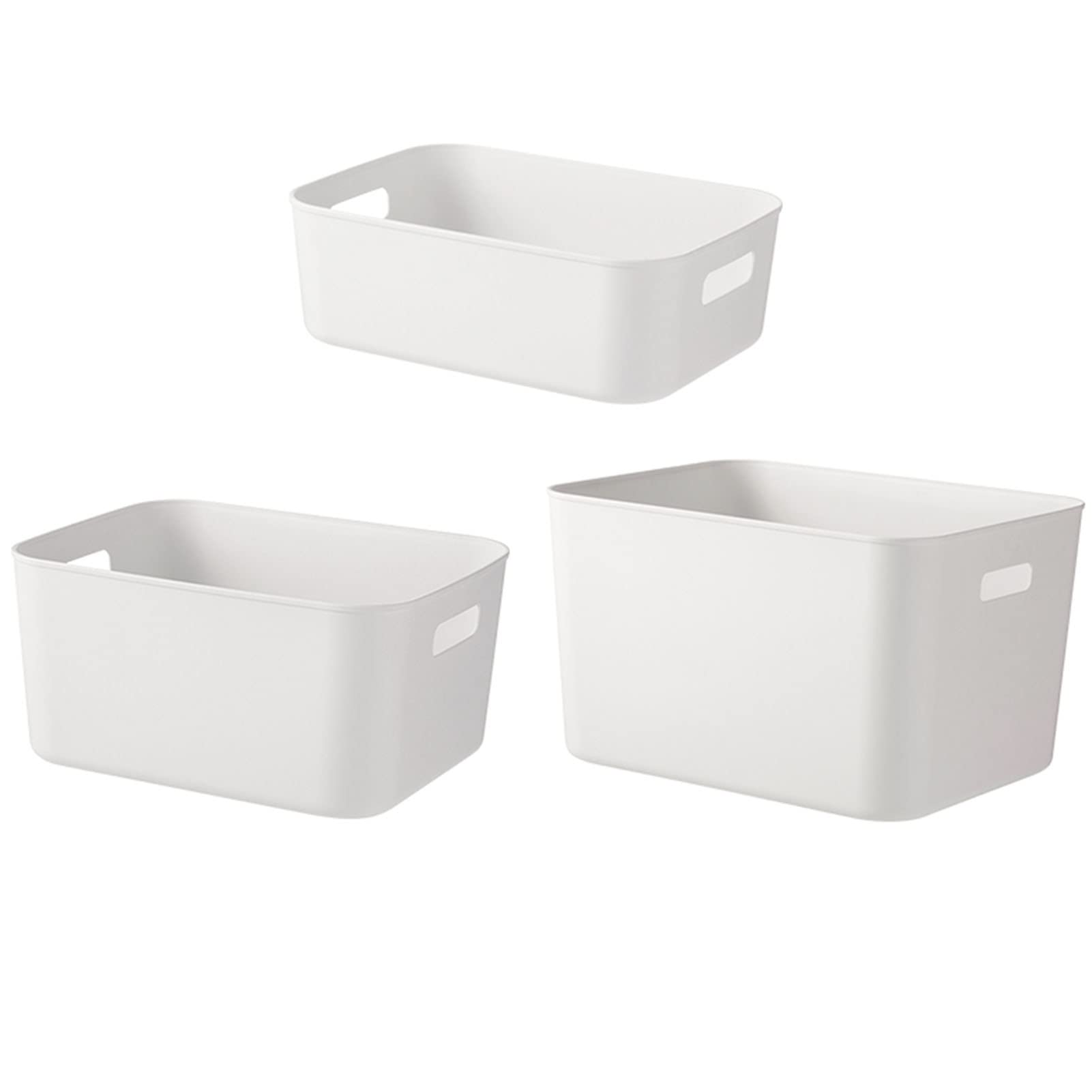 FANG 3-Pack Storage Baskets for Sundries, Cosmetics, Snacks - Desktop Organizer Box for Home, Bathroom, Toilet & Kitchen - Perfect for Bedroom, Office & Vanity Organization