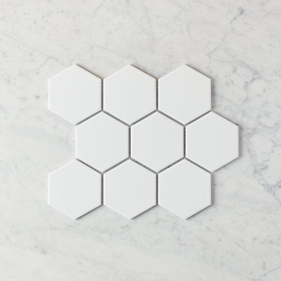 Premium Matte White Hexagon Mosaic Tile - Meadow Springs Collection - Waterproof Peel & Stick Backsplash for Kitchen, Bathroom, Shower Wall Decor