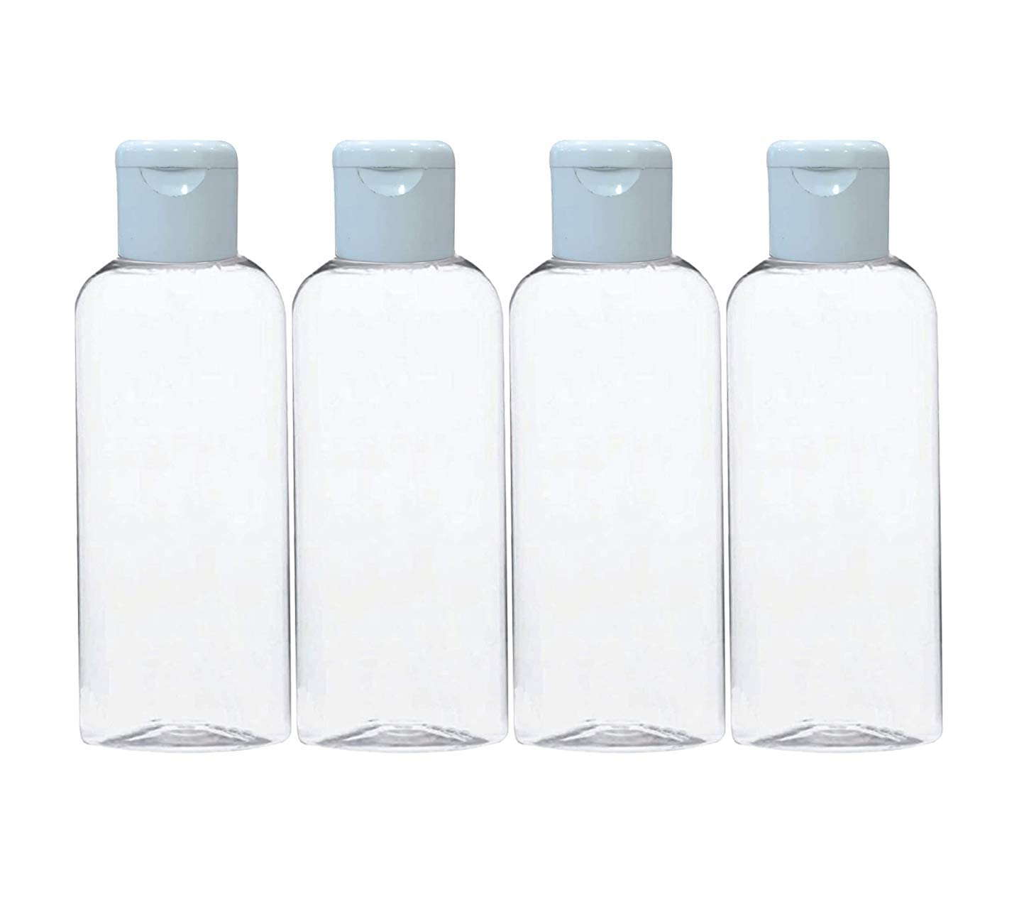 100ml Clear Refillable Plastic Travel Bottles - Leak Proof Squeeze Containers with Flip Top Cap for Shampoo, Lotion & Toiletries - Perfect for Air Travel, Gym & Home Use (Pack of 4)