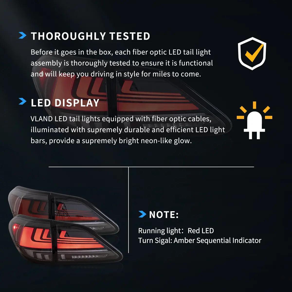 High-Quality LED Tail Lights Assembly with Dynamic Welcome Lighting for 2008-2014 Lexus RX350 RX450h (3rd Gen AL10) - JAPAN BUILT - Perfect for Night Driving & Enhanced Safety