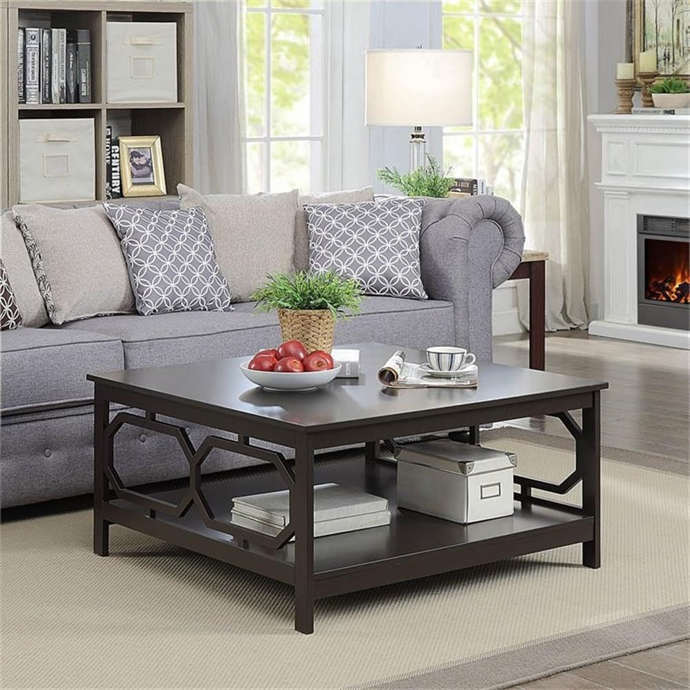 Pemberly Row 36 Inch Square Coffee Table - Espresso Wood Finish - Modern Living Room Furniture for Home & Office Decor