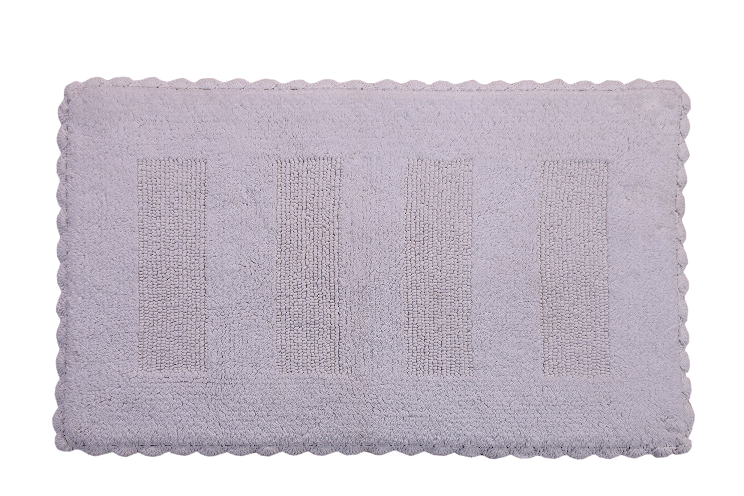 SPA Crochet Lace Border Cotton Bath Rug 36x24 Inch White - Soft Non-Slip Bathroom Mat for Shower, Bathtub & Vanity Area