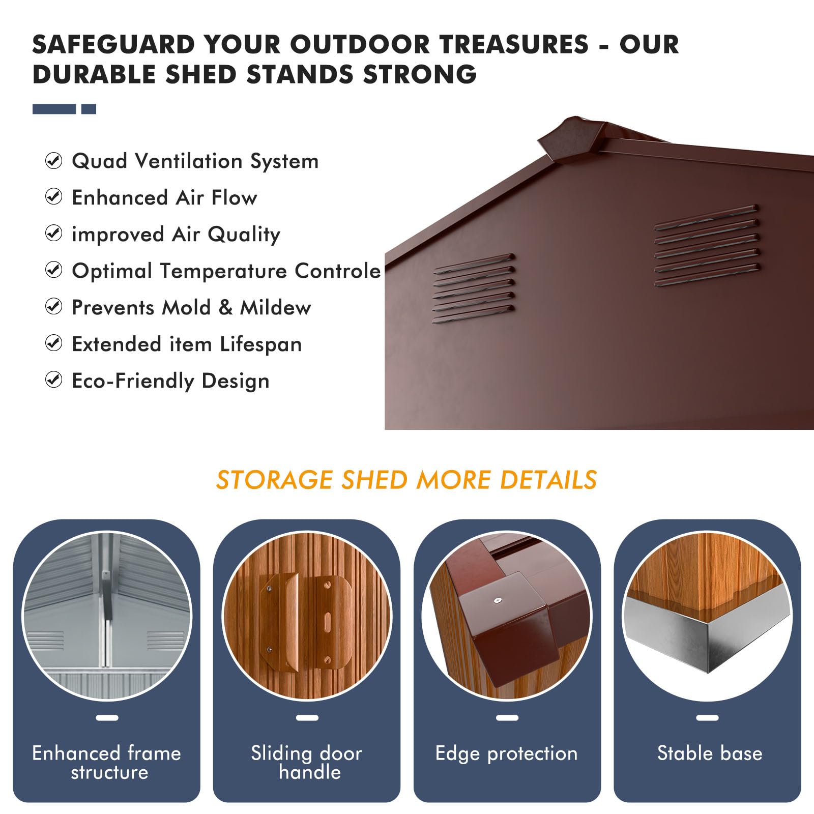 8x10 FT Metal Storage Shed - Heavy Duty Steel Garden Shed with Sliding Door & Ventilation - Outdoor Utility Shed for Bikes, Tools, Lawn Equipment - Perfect for Backyard, Patio & Garage Organization