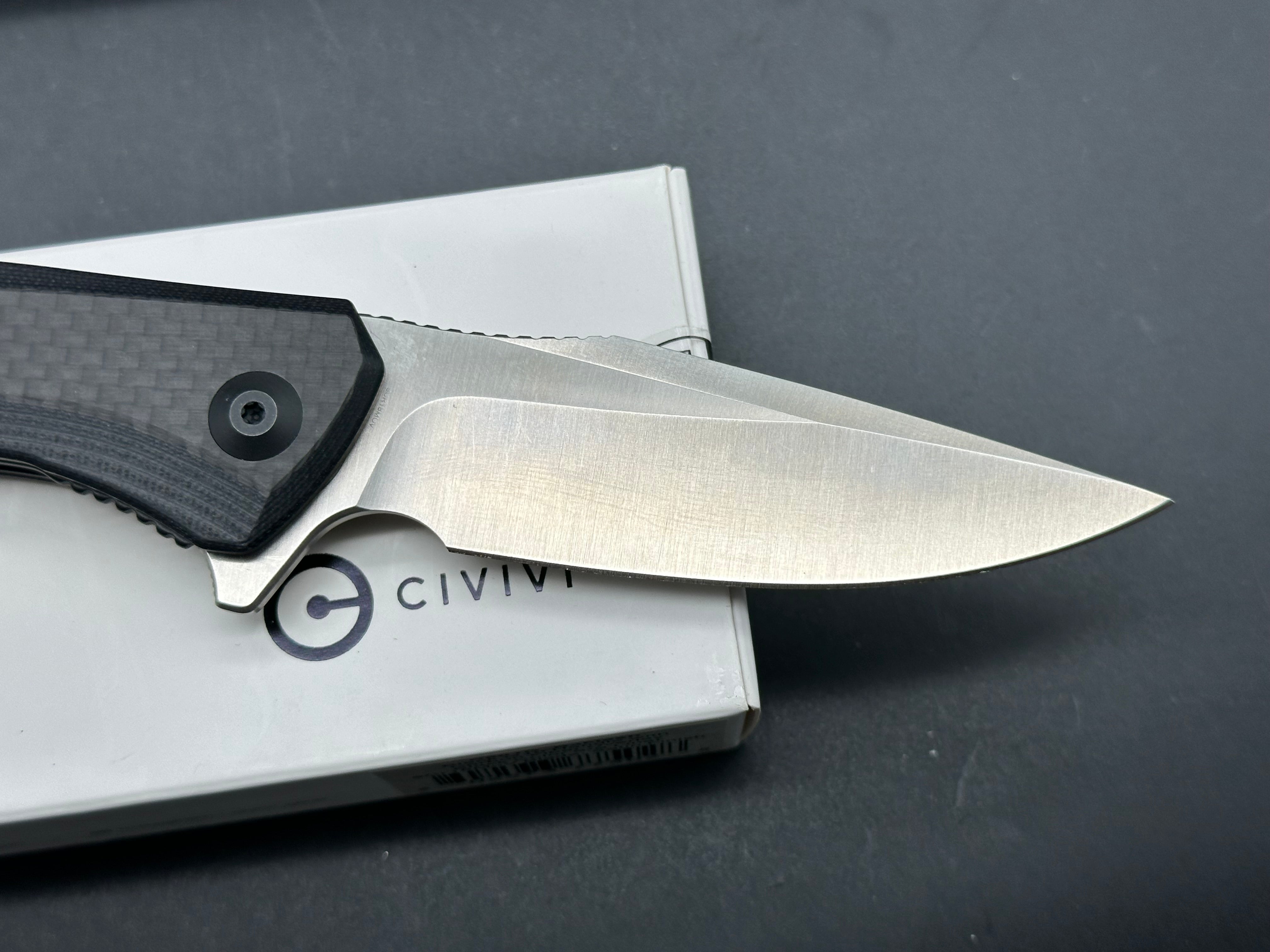 CIVIVI Baklash Flipper Liner Lock Knife - G10/Carbon Fiber Handle, 3.5