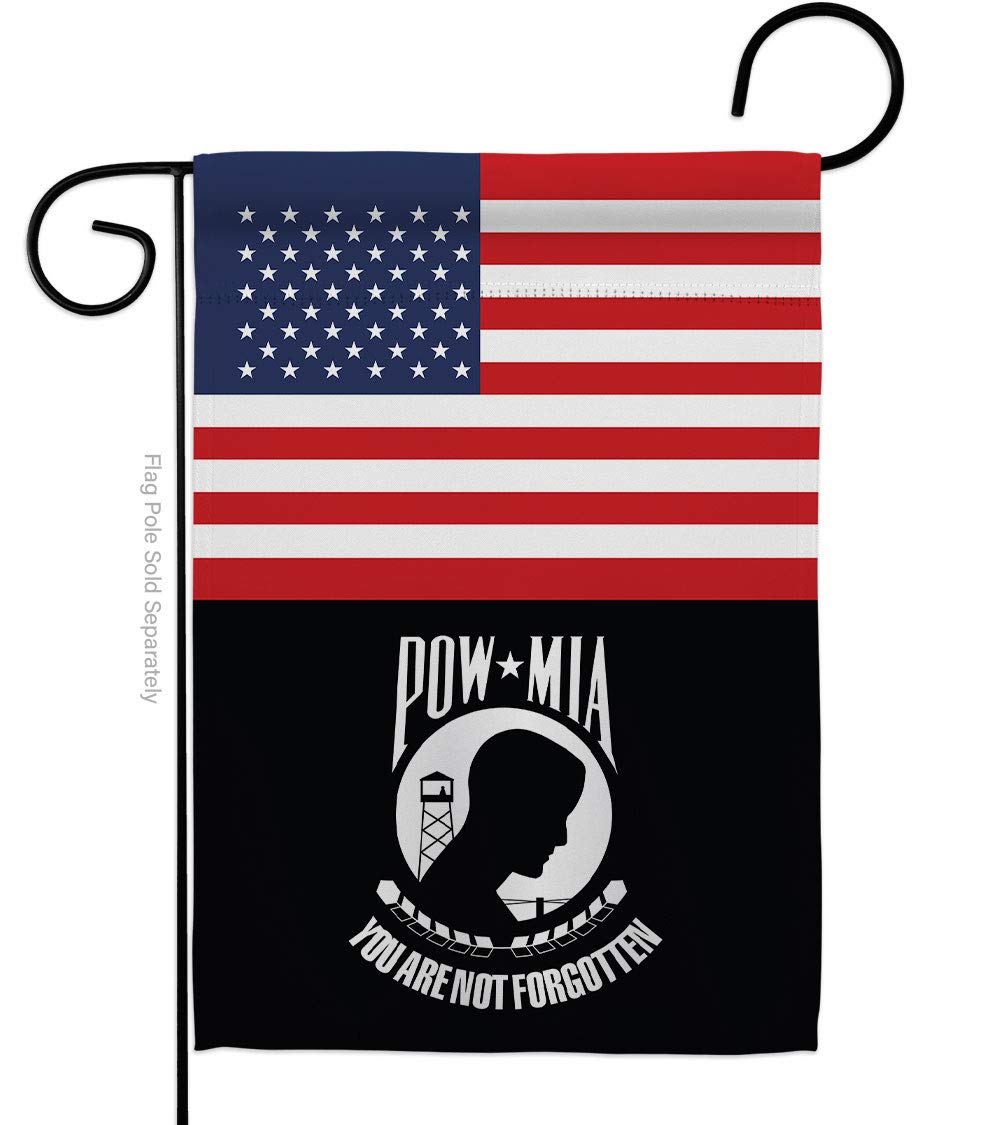 Americana Home & Garden G142732-BO 13x18.5 Inch Double-Sided US POW & MIA Garden Flag - Patriotic Military Tribute Banner for Yard, House & Outdoor Decor - Perfect for Memorial Day, Veterans Day & Military Appreciation Events