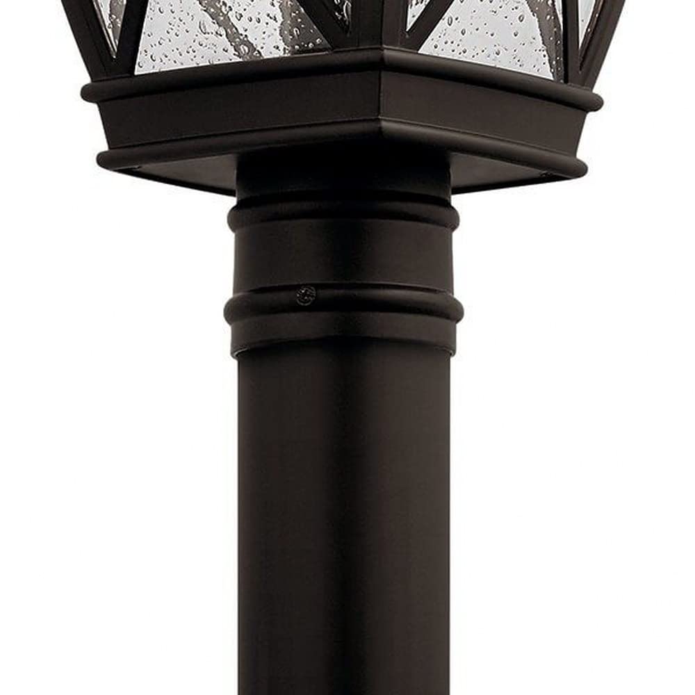 Kichler Tangier 19.75 Inch 1-Light Outdoor Post Light with Clear Seeded Glass in Olde Bronze - Perfect for Porch, Patio, Garden, and Pathway Lighting