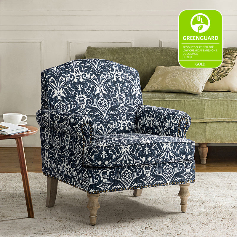 Raphael Farmhouse Armchair with Wooden Legs - Sturdy Frame Accent Chair for Living Room, Bedroom & Office (Multiple Styles Available)