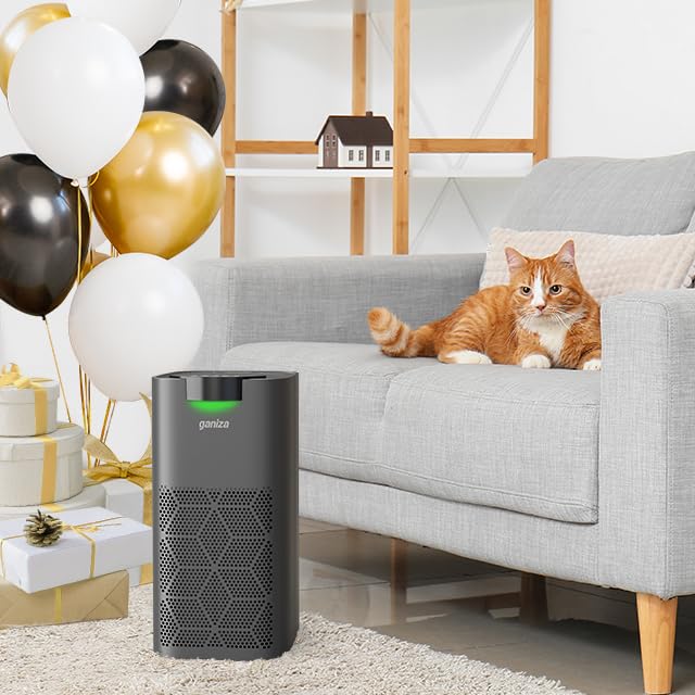 Ganiza H13 True HEPA Air Purifier for Large Rooms up to 1570ft² - Ultra Quiet 23dB Bedroom Air Cleaner with Pet Hair Filter - Perfect for Home, Office and Nursery Use