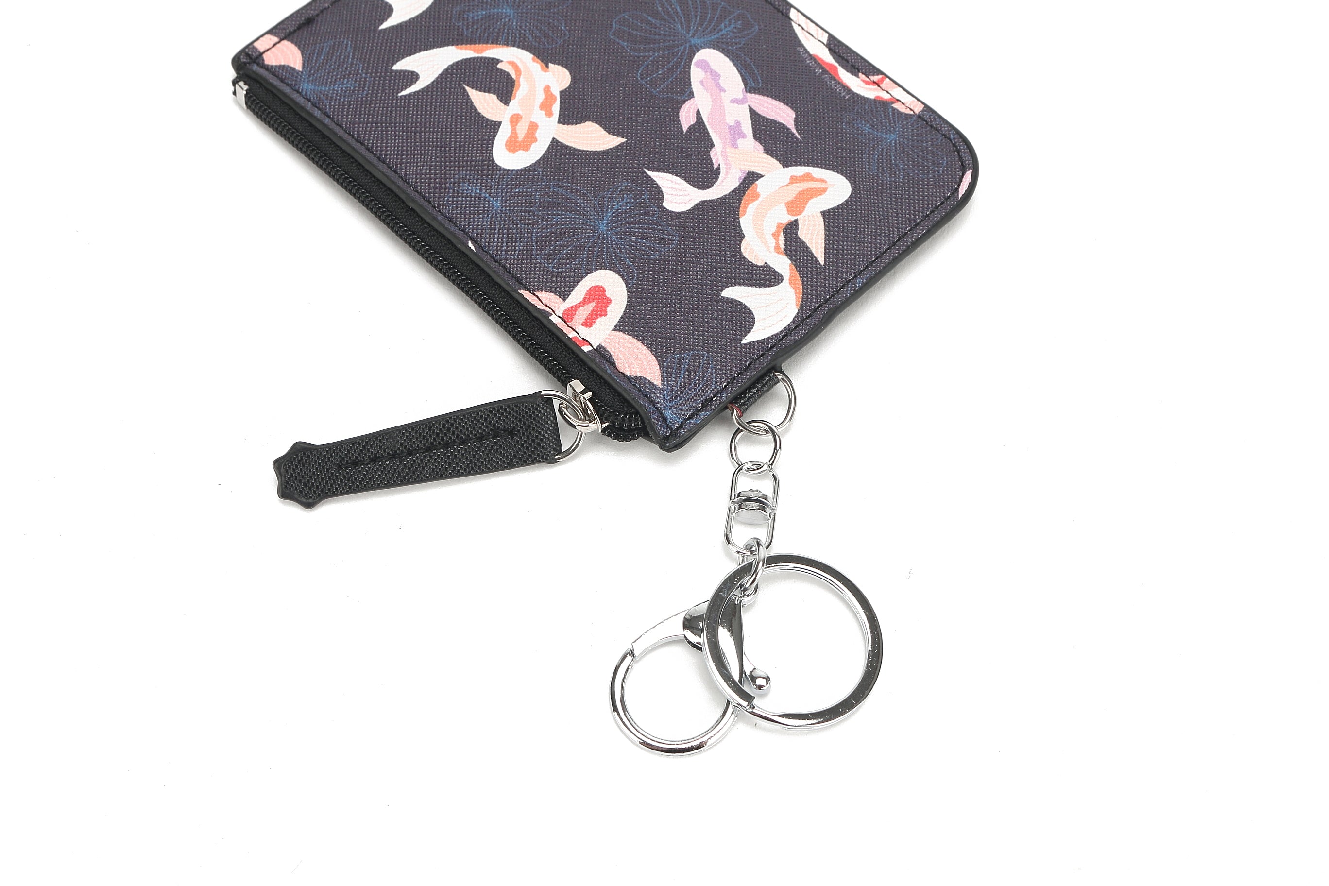 Premium May Koi Navy Leather Card Holder - Slim RFID Blocking Wallet for Credit Cards & IDs | Perfect for Travel, Business, and Everyday Use