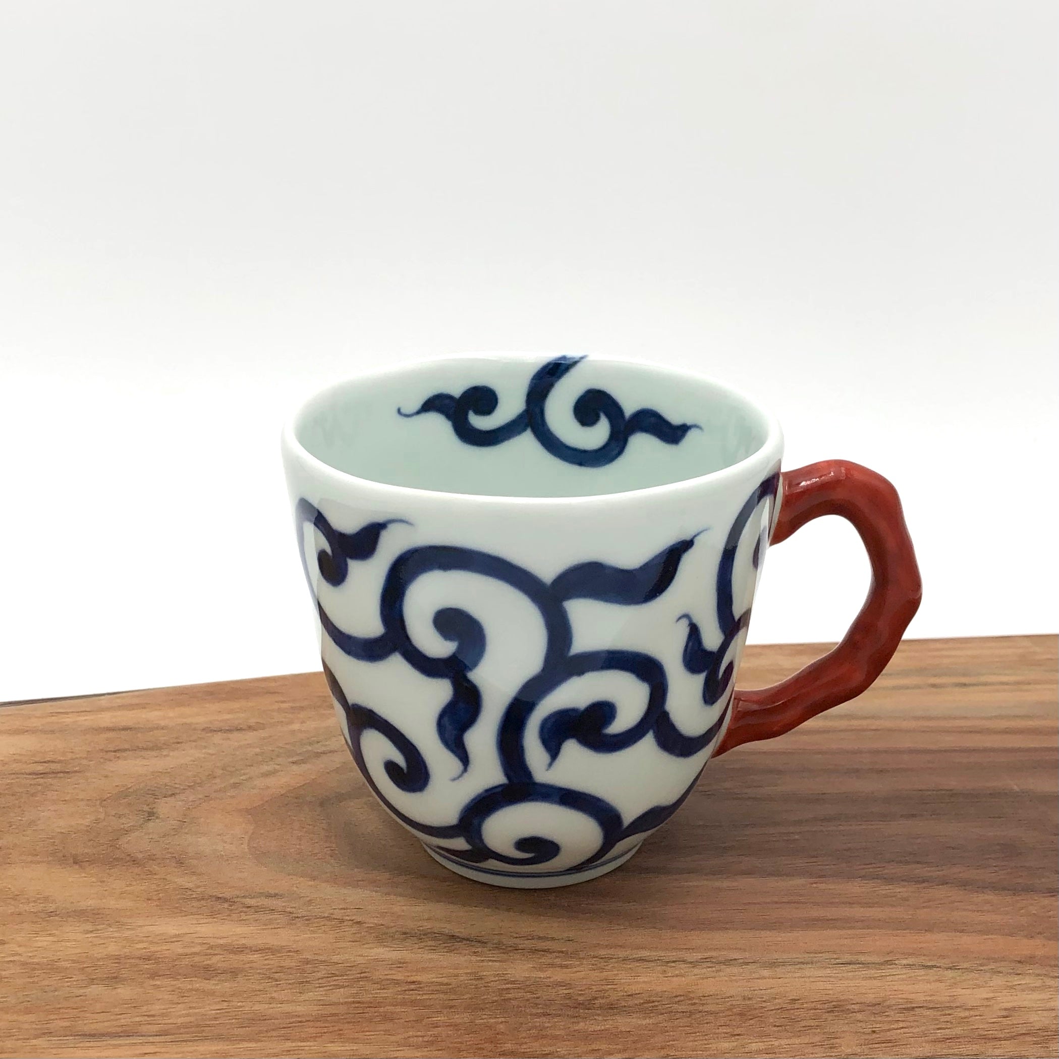 TRIPWARE Japan Hand-Painted Blue Arabesque Porcelain Coffee Mug - Elegant Tea Cup for Home, Office & Gift Giving