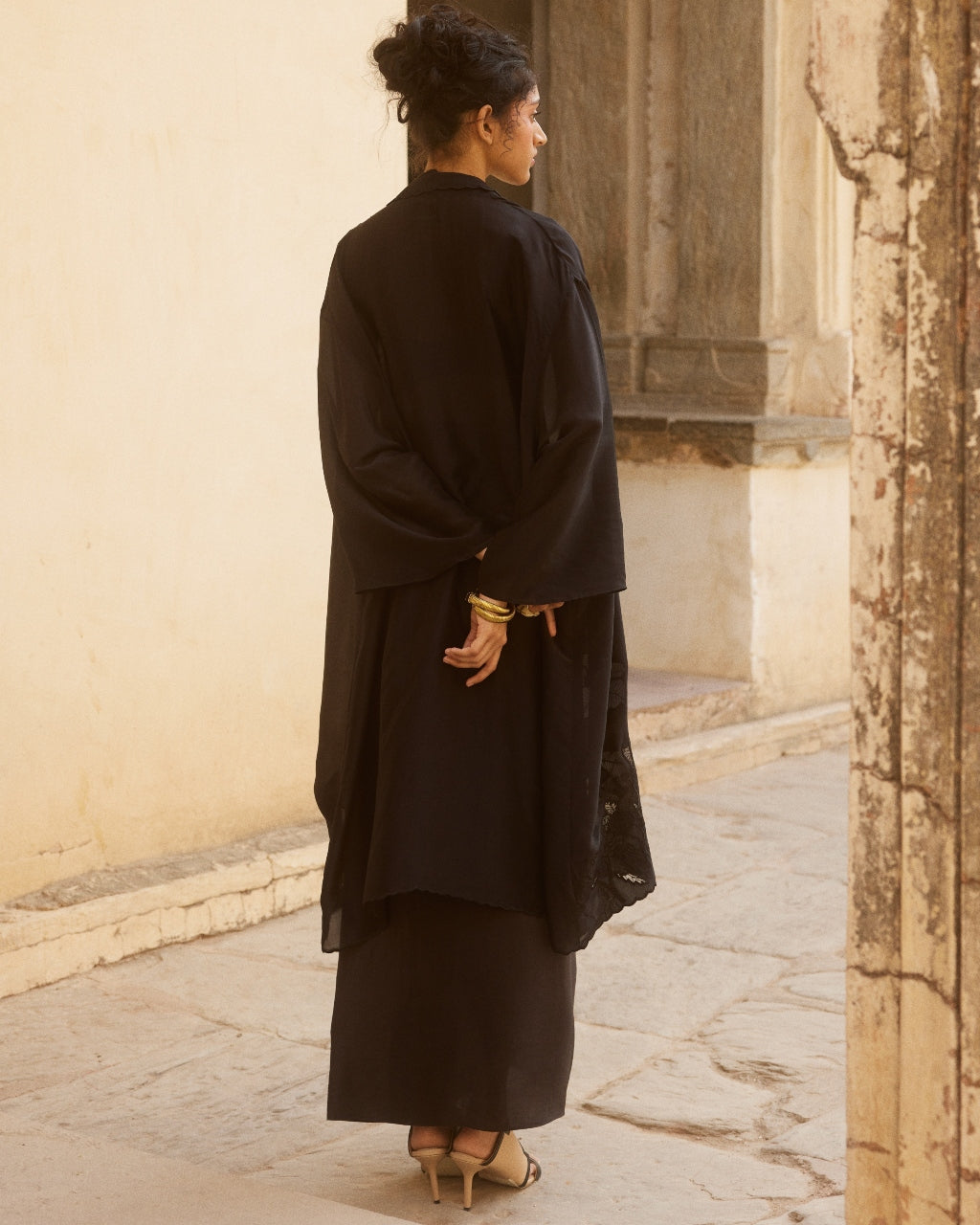 Elegant Black Drape Skirt and Jacket Set for Women - Stylish Outfit for Office, Party & Date Night