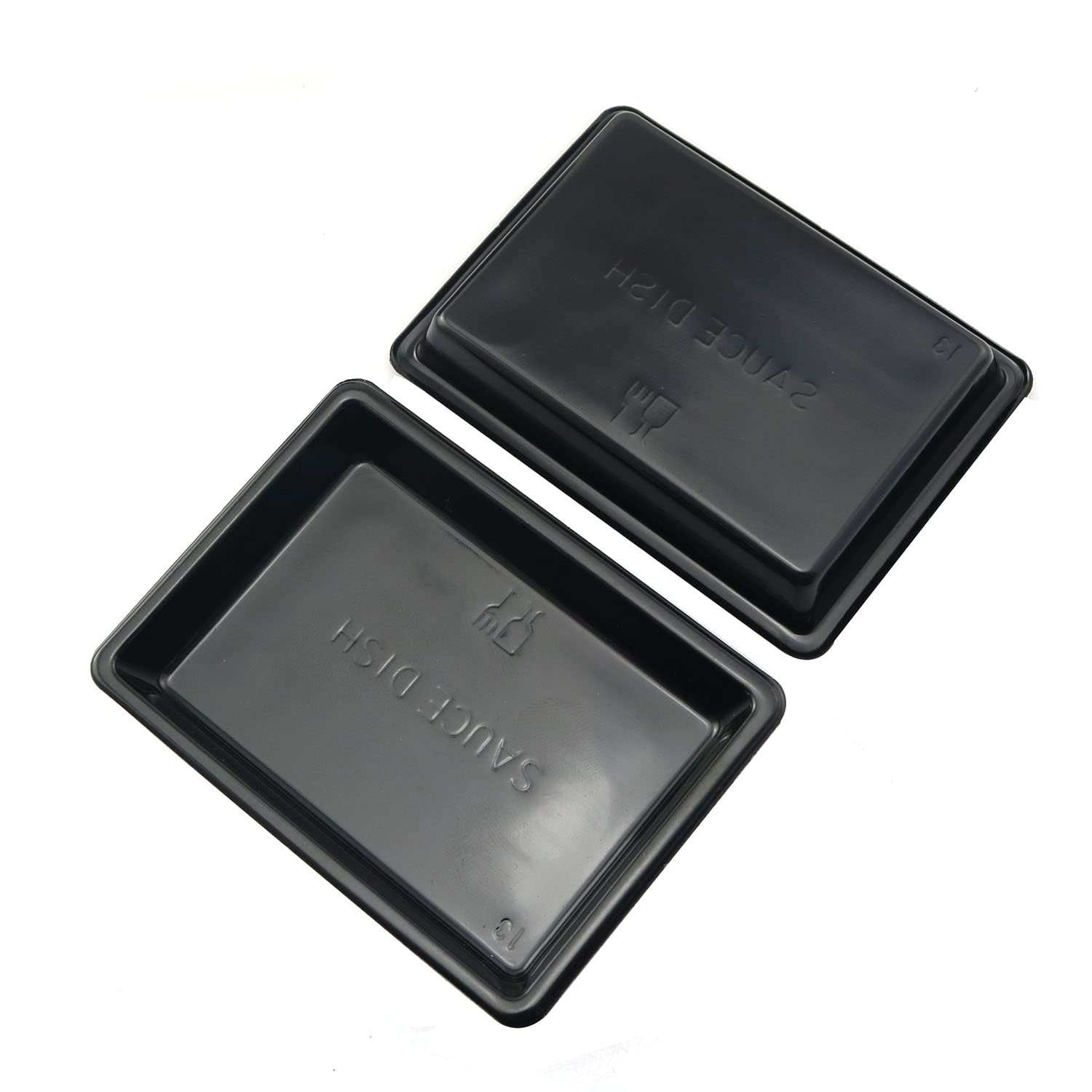 40-Piece Black Rectangular Plastic Disposable Sauce Dishes - Small Dipping Bowls for Soy Sauce, Condiments & Soup - Perfect for Home, Restaurants & Party Catering Supplies (Great for Sushi, Dumplings & BBQ Dipping)