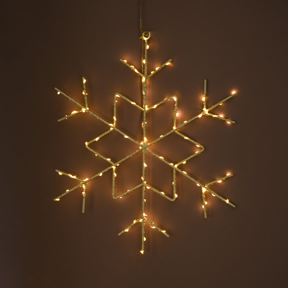 Lumi Snowflake LED Hanging Light with Battery - Decorative Indoor/Outdoor Christmas Holiday Party Wedding Decor