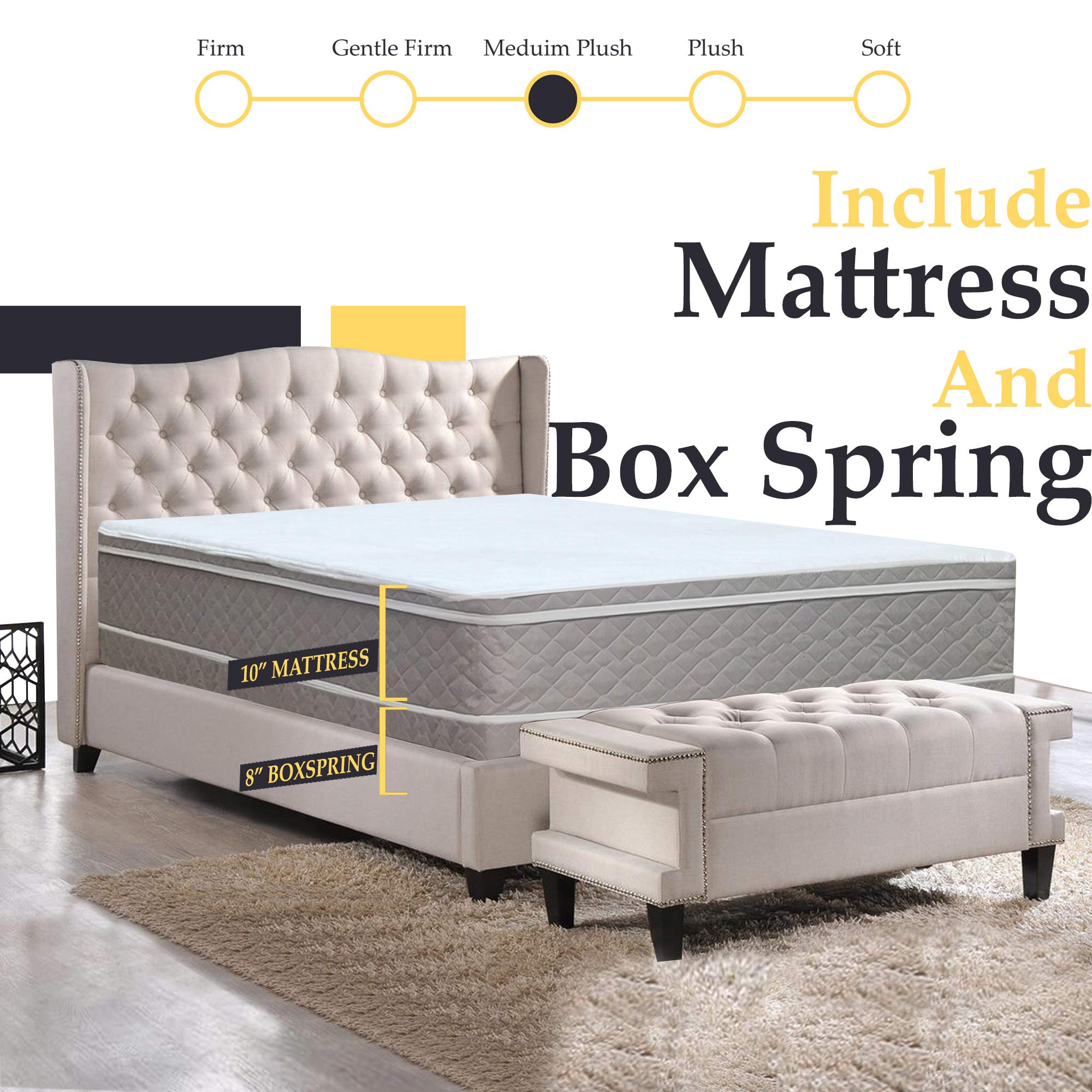 Mayton 10-Inch Medium Plush Eurotop Pillowtop Innerspring Mattress with 8
