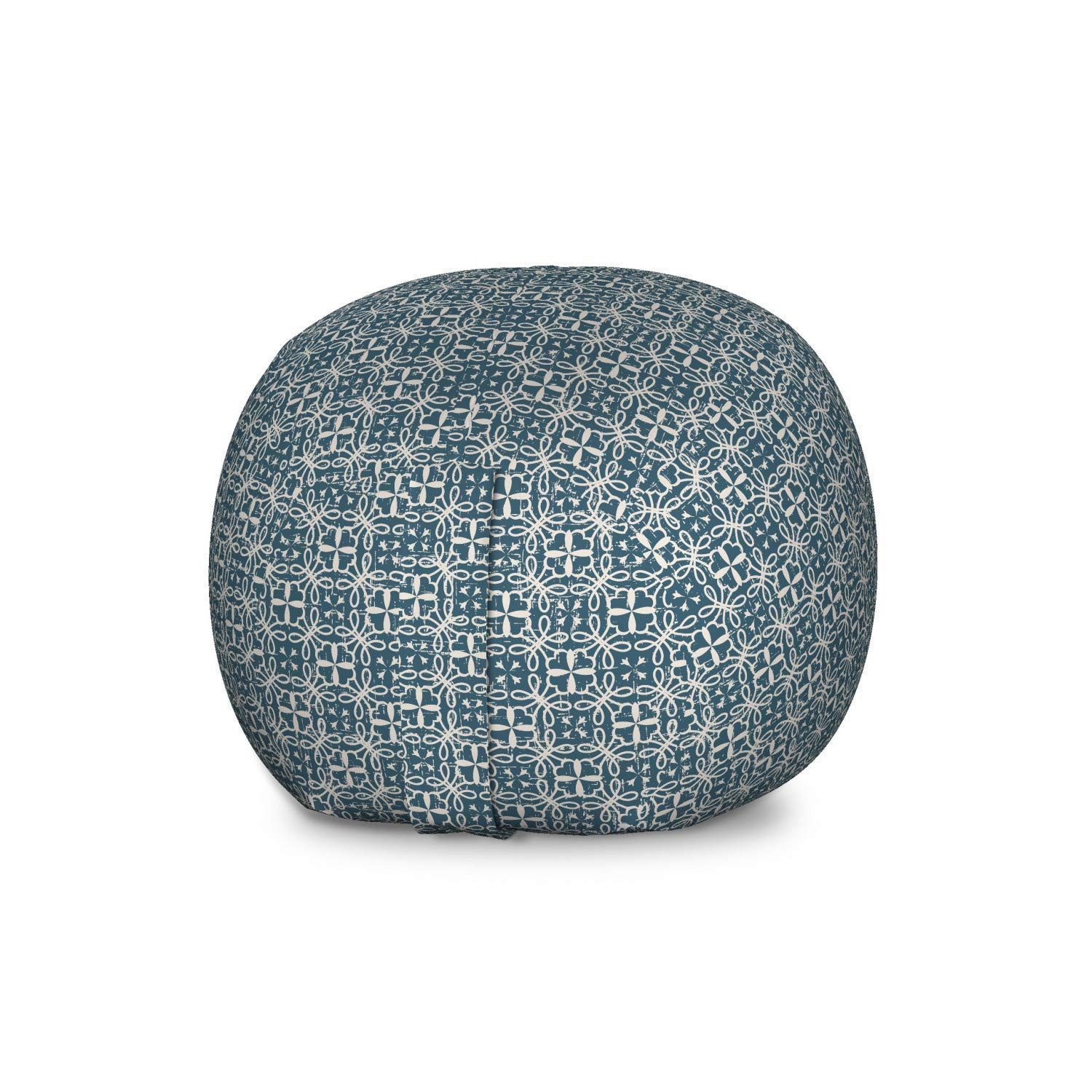 Ambesonne Vintage Toy Storage Bag Chair - Large Washable Stuffed Animal Organizer with Antique Petal & Curlicue Motifs in Dark Teal Eggshell - Perfect for Kids' Room, Nursery & Playroom Organization