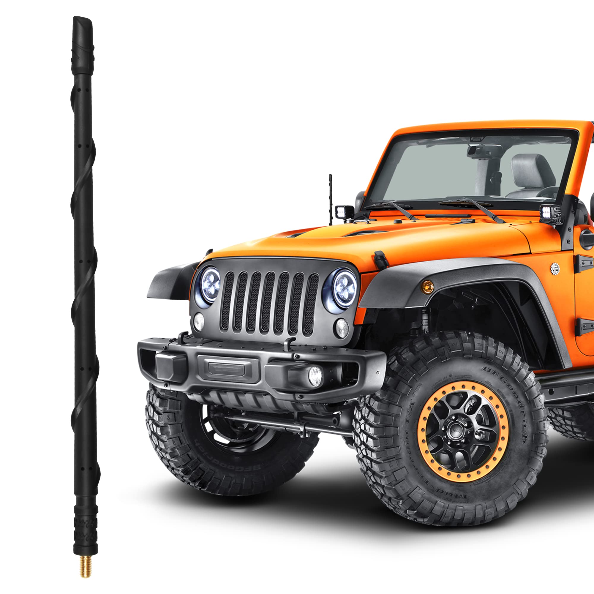 BASIKER 13 Inch Replacement Antenna for Jeep Wrangler JK JL JT & Gladiator Rubicon Sahara (2007-2025) - Enhanced Radio Reception Antenna Accessories - Perfect for Off-Road Adventures & Daily Commuting
