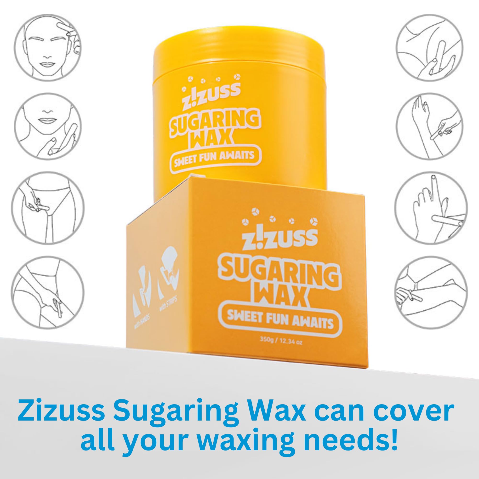 Professional Sugar Waxing Kit - 350g All-Natural Hair Removal Sugar Paste for Women | At-Home Bikini, Leg & Underarm Waxing | Painless & Long-Lasting Smooth Skin