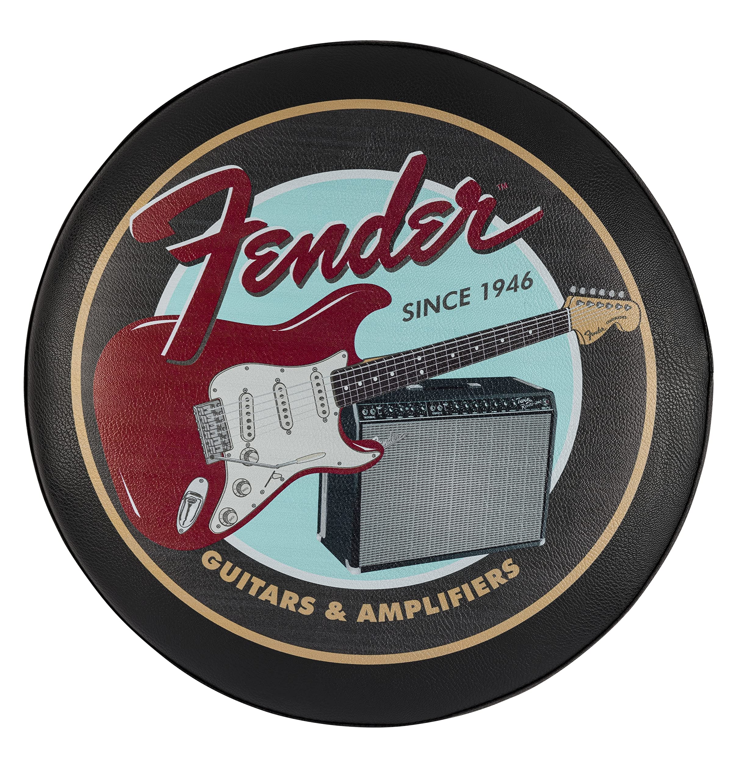 **Fender Guitars & Amps Logo Swivel Bar Stool with Guitar Picks Pouch – Perfect Gift for Musicians & Dads – 24