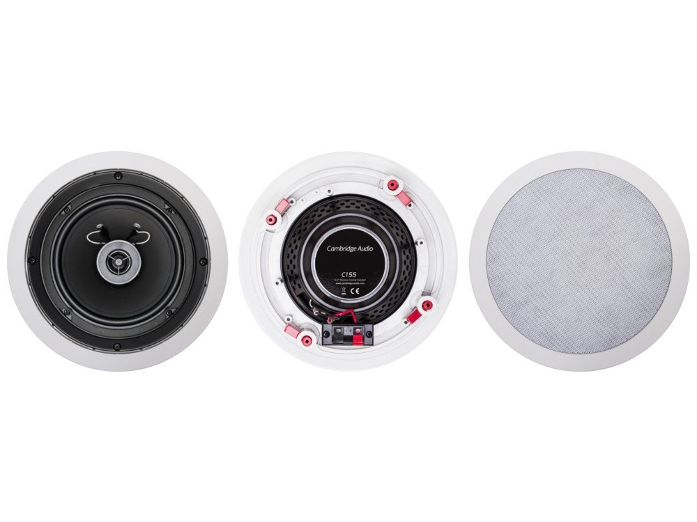 Cambridge Audio C155 - Premium In-Ceiling Speaker Pair for Home Theater & Music Systems | Paintable Grille & Flush Mount Design | Perfect for Living Room, Bedroom & Home Theater Installation