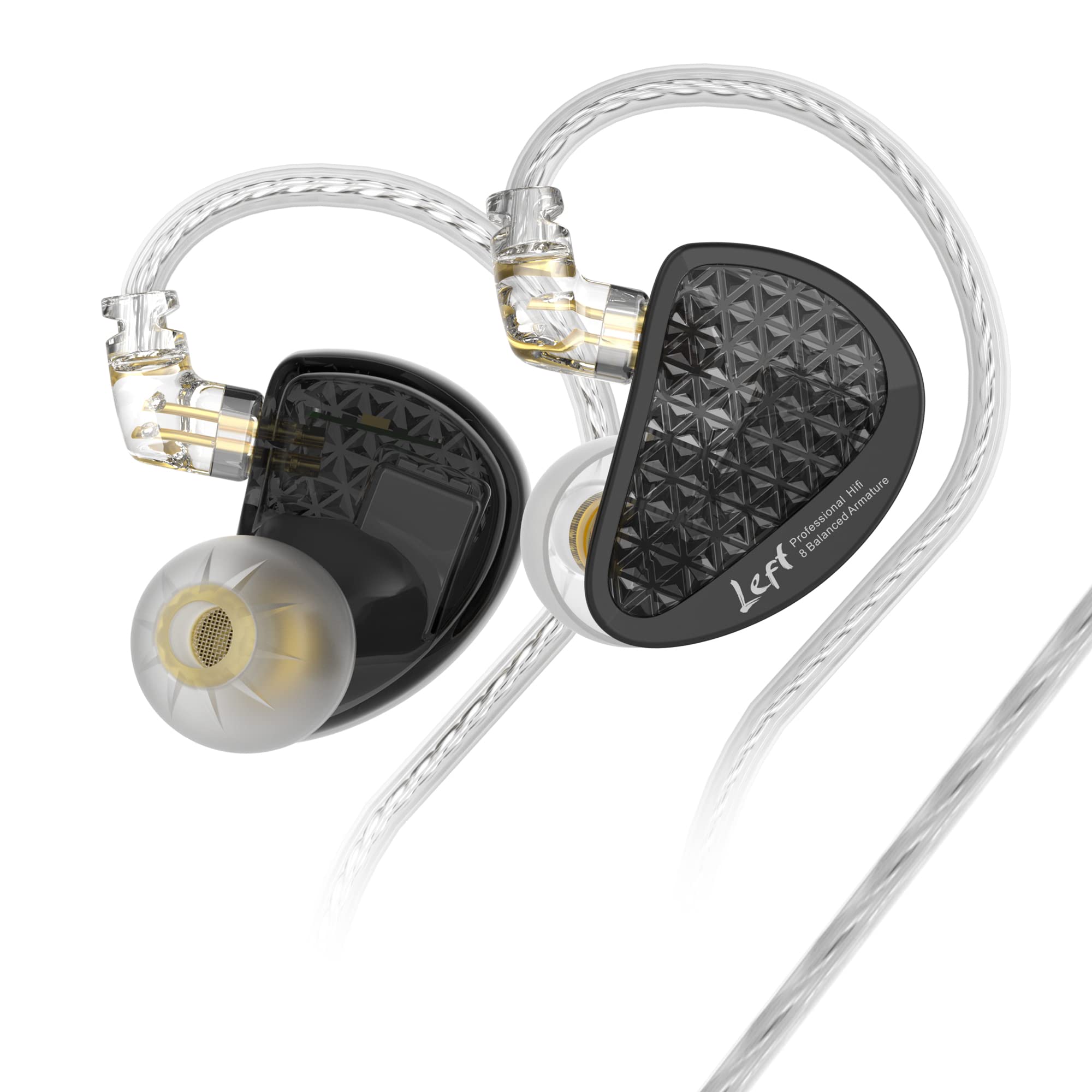 Linsoul KZ AS16 Pro HiFi Wired Earbuds - 16 Balanced Armature Drivers, Deep Bass in-Ear Monitors with Detachable 0.75mm 2-Pin Cable (No Mic, Black) | Perfect for Audiophiles, Musicians & Studio Monitoring