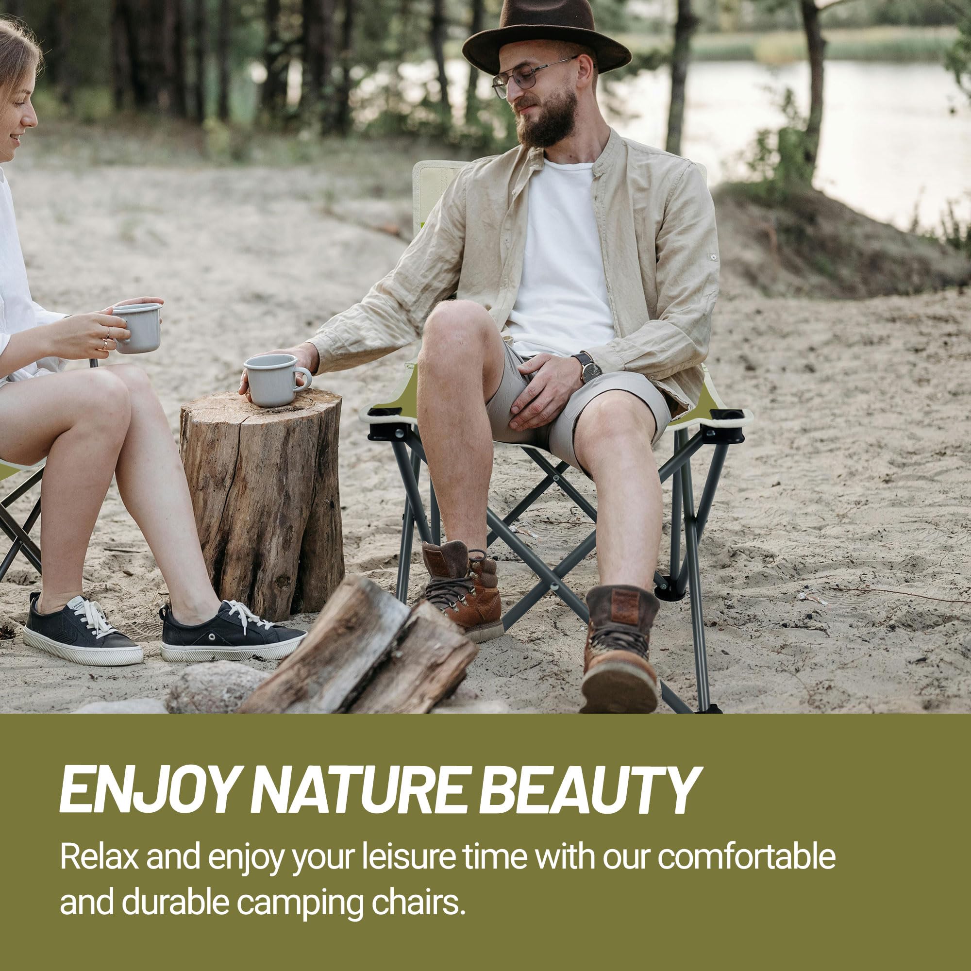 Portable Camping Chair Lightweight Folding Outdoor Chair for Beach Hiking Fishing Picnic - Dark Moss Green Collapsible Backpacking Chair for Teens & Adults - Perfect for Camping, Backyard, Sports Events & Outdoor Adventures