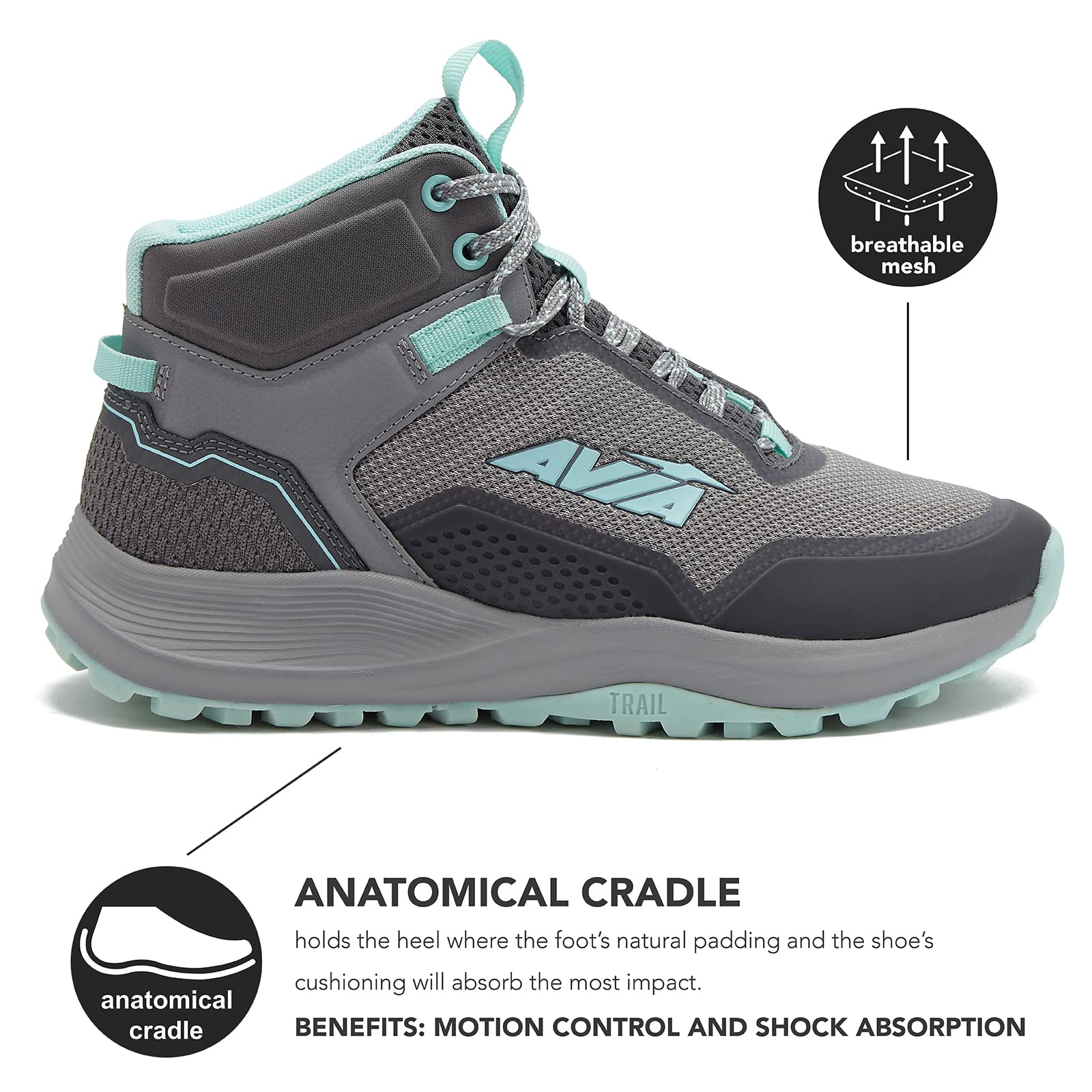 Avia Grit Sport Women's Hiking Boots - Waterproof Mid Top Ankle Trail Shoes for All Weather Conditions | Perfect for Outdoor Adventures, Hiking & Camping