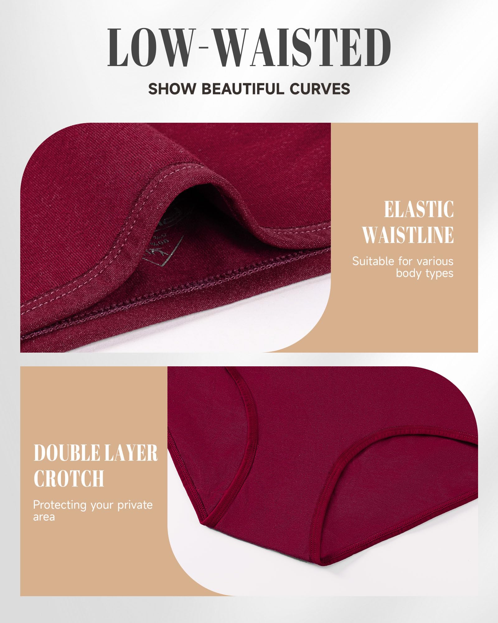 PULIOU Women's Cotton Hipster Panties - Low Waist Stretch Seamless Underwear - 6 Pack Breathable Briefs for Everyday Comfort & Lounge Wear