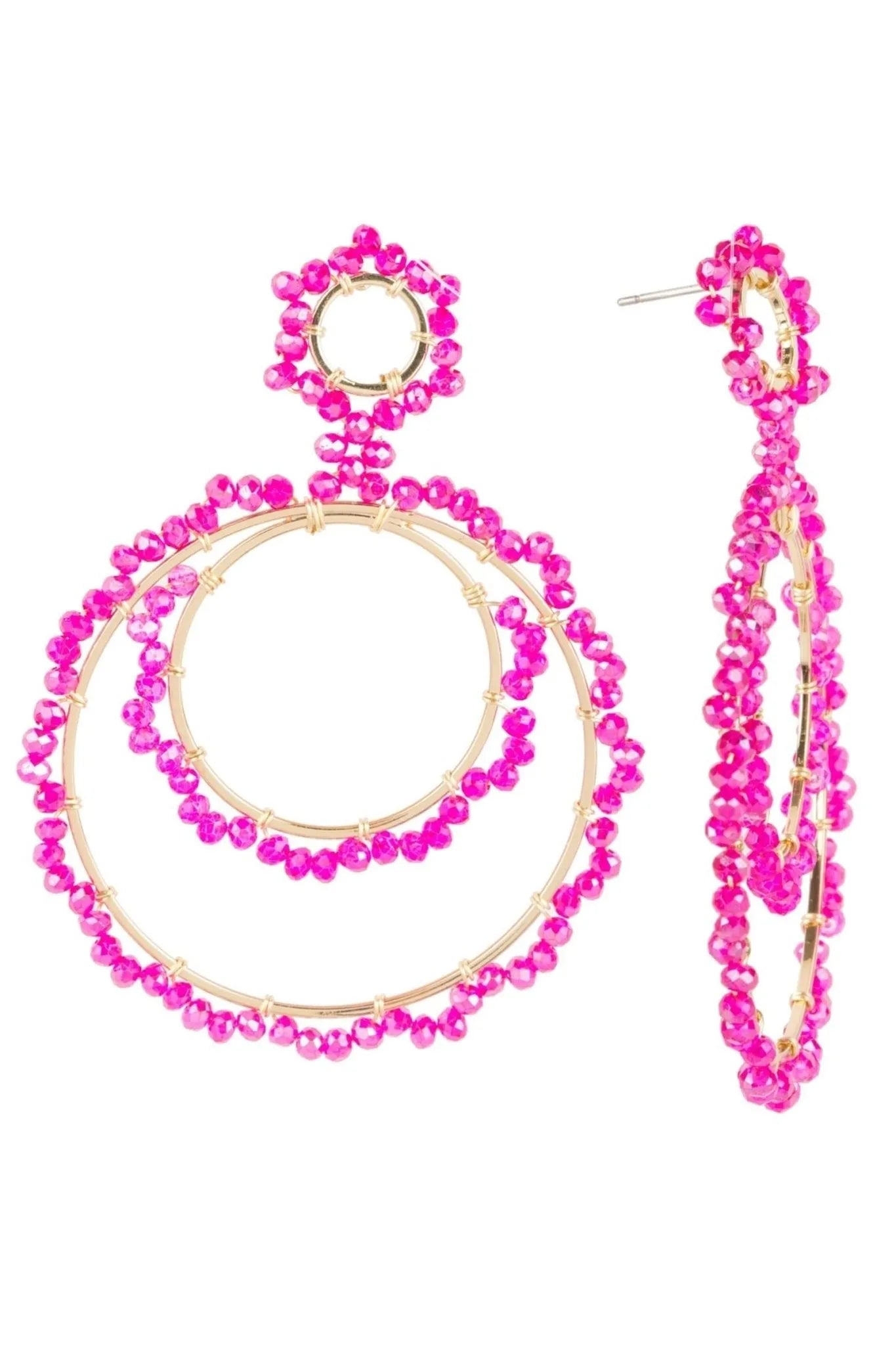 Paradise Hoop Earrings for Women - 14K Gold Plated Trendy Dangle Drop Earrings - Perfect for Parties, Weddings & Everyday Wear