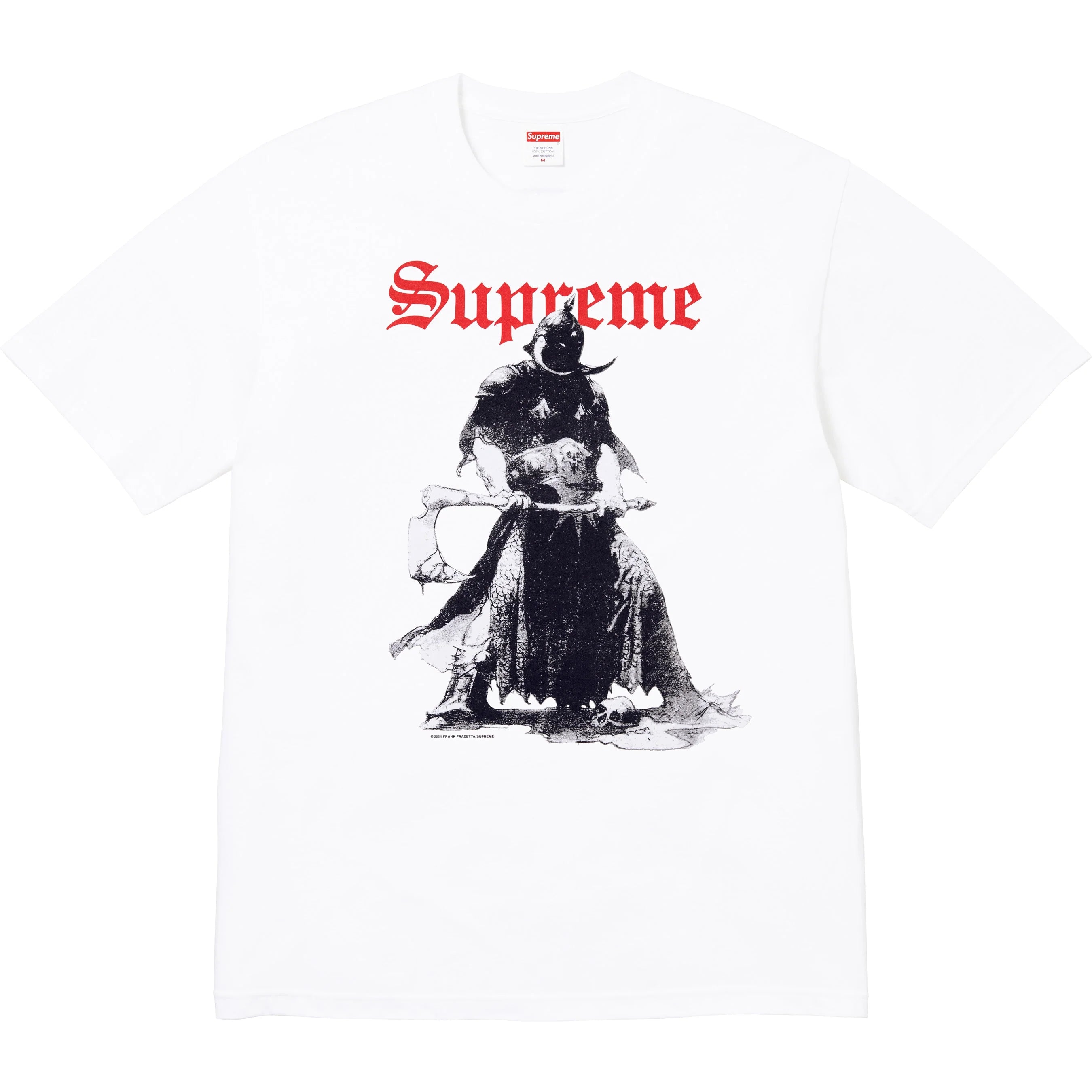 Supreme Frank Frazetta Destruction Graphic T-Shirt - White Cotton Tee for Men | Streetwear Fashion, Vintage Art Collection, Casual Outfit