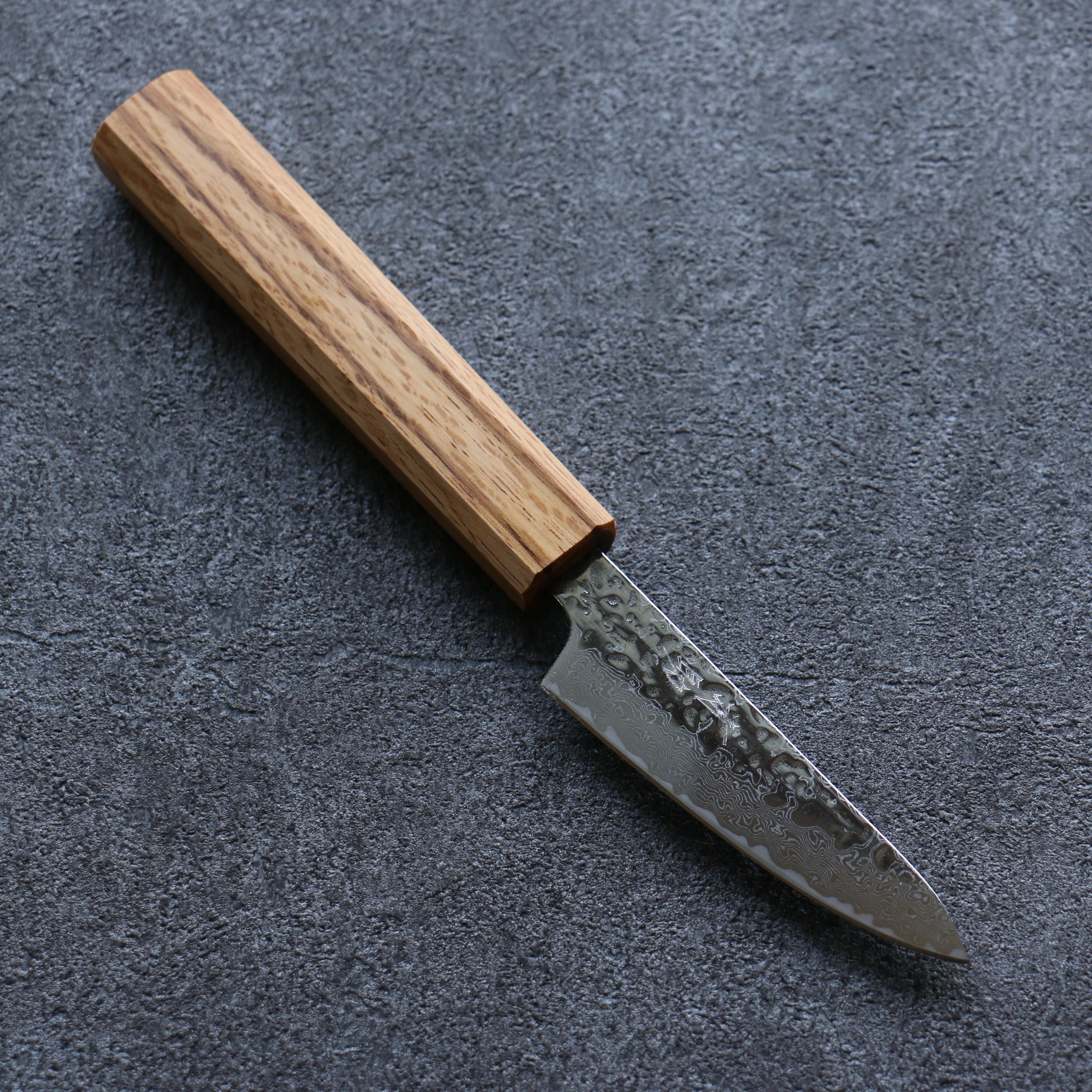 Premium AUS10 Hammered Damascus Petty Knife 80mm - Oak Handle Japanese Kitchen Utility Knife for Slicing, Peeling & Precision Cutting - Perfect for Home Chefs & Professional Kitchens