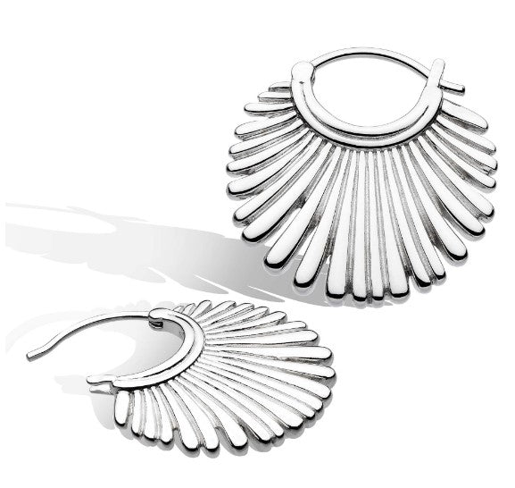 Essence Radiance Grande Fan Hoop Earrings - Elegant Gold/Silver Statement Jewelry for Women | Perfect for Parties, Weddings & Special Occasions