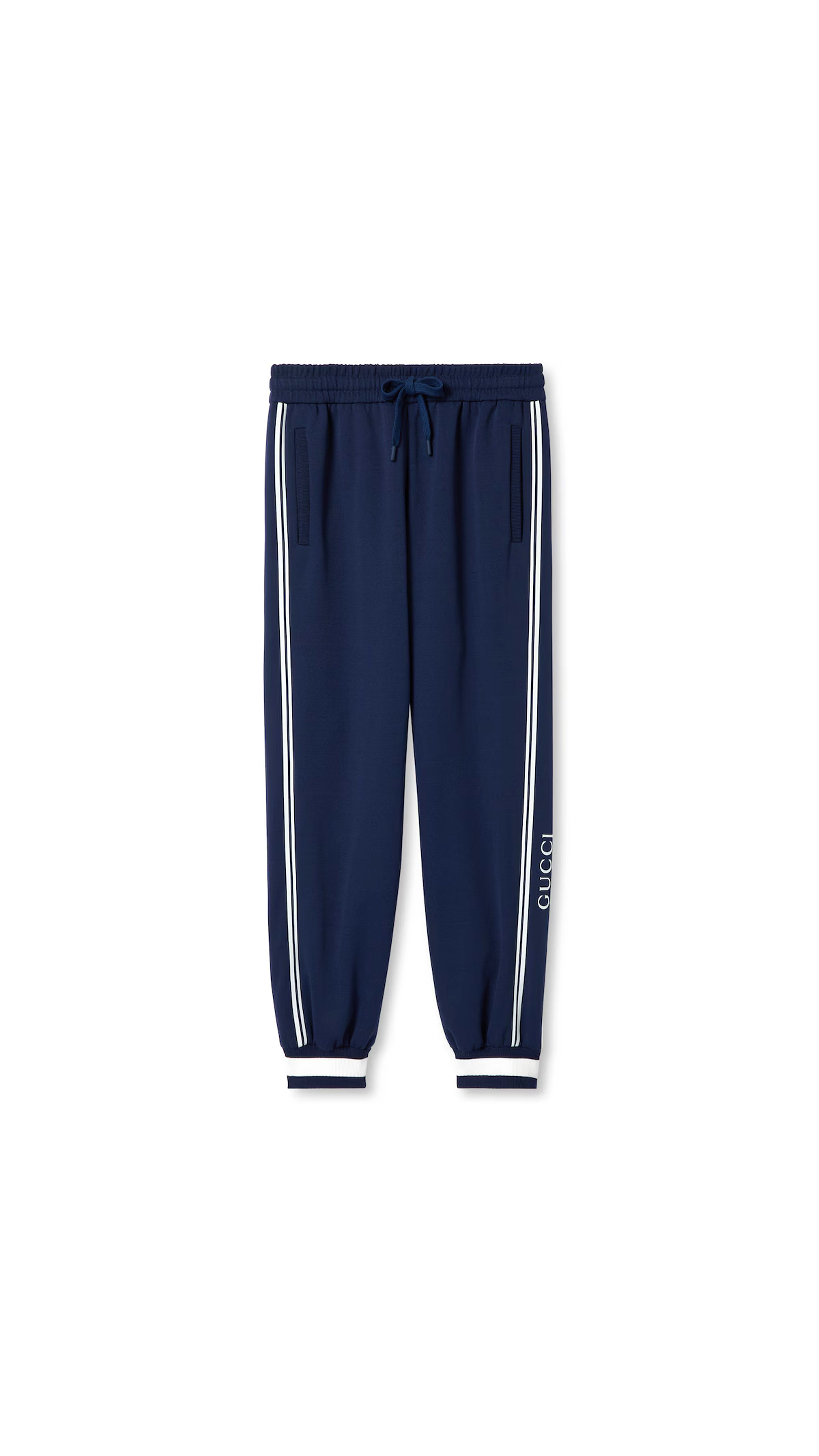 Men's Technical Jersey Jogging Pants - Breathable Blue Athletic Running Pants for Gym, Workout & Casual Wear