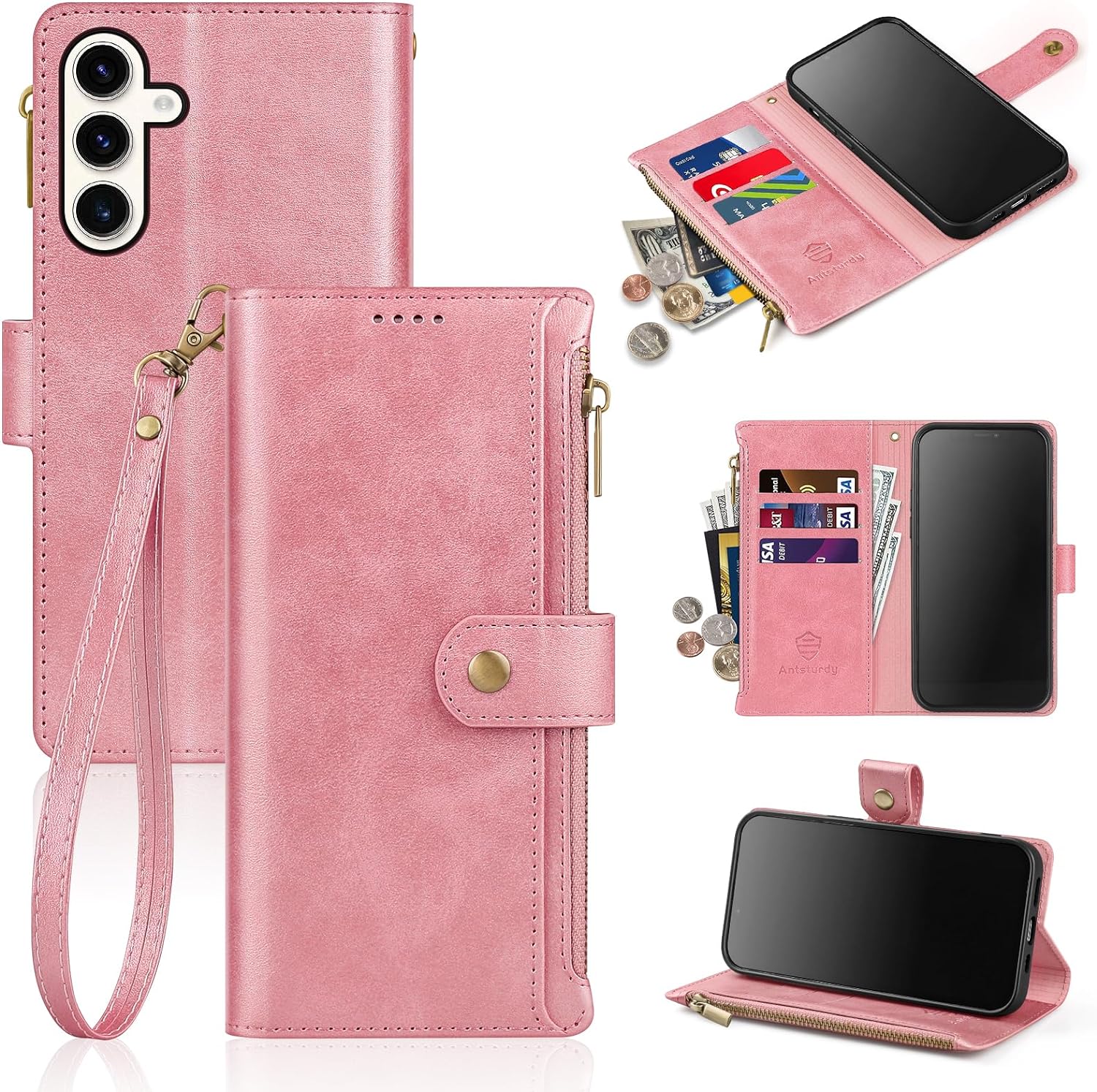 Samsung Galaxy S24 Plus Wallet Case with Credit Card Slots - Premium Leather Phone Cover with RFID Protection for Cards, ID & Cash (Wine Red) - Perfect for Work, Travel & Everyday Use