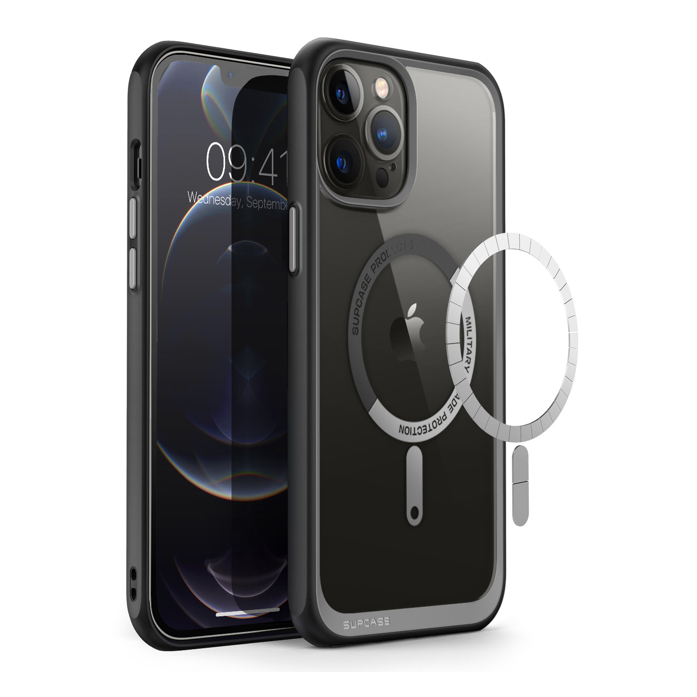 iPhone 13 Pro Case 6.1 Inch - Unicorn Beetle MAG Slim Clear Protective Cover with MagSafe Compatibility (Black) | Perfect for Everyday Use, Work & Travel Protection