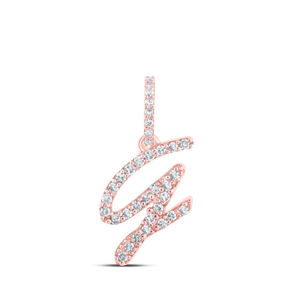 10K Rose Gold Women's Round Diamond Initial 
