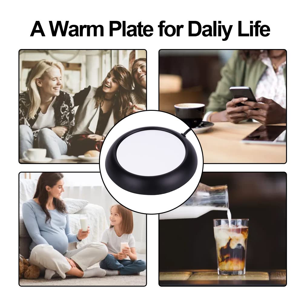 USB Coffee Mug Warmer - 16oz Electric Cup Warmer for Tea, Coffee & Hot Drinks - Office & Home Use (Black) - Perfect for Desks, Nightstands & Gifts
