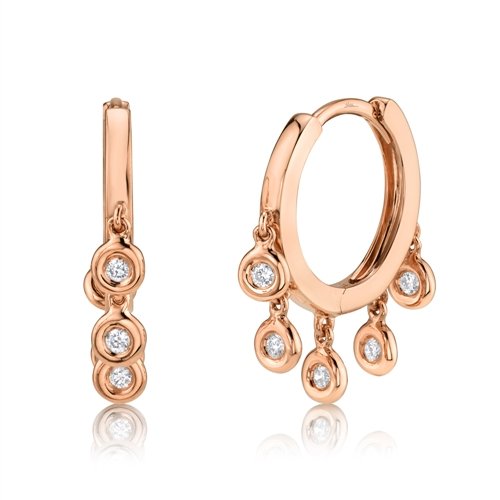14K Gold 0.17 CTW Diamond Shaker Hoop Earrings for Women - Dainty Everyday Stud Earrings for Work, Party & Special Occasions