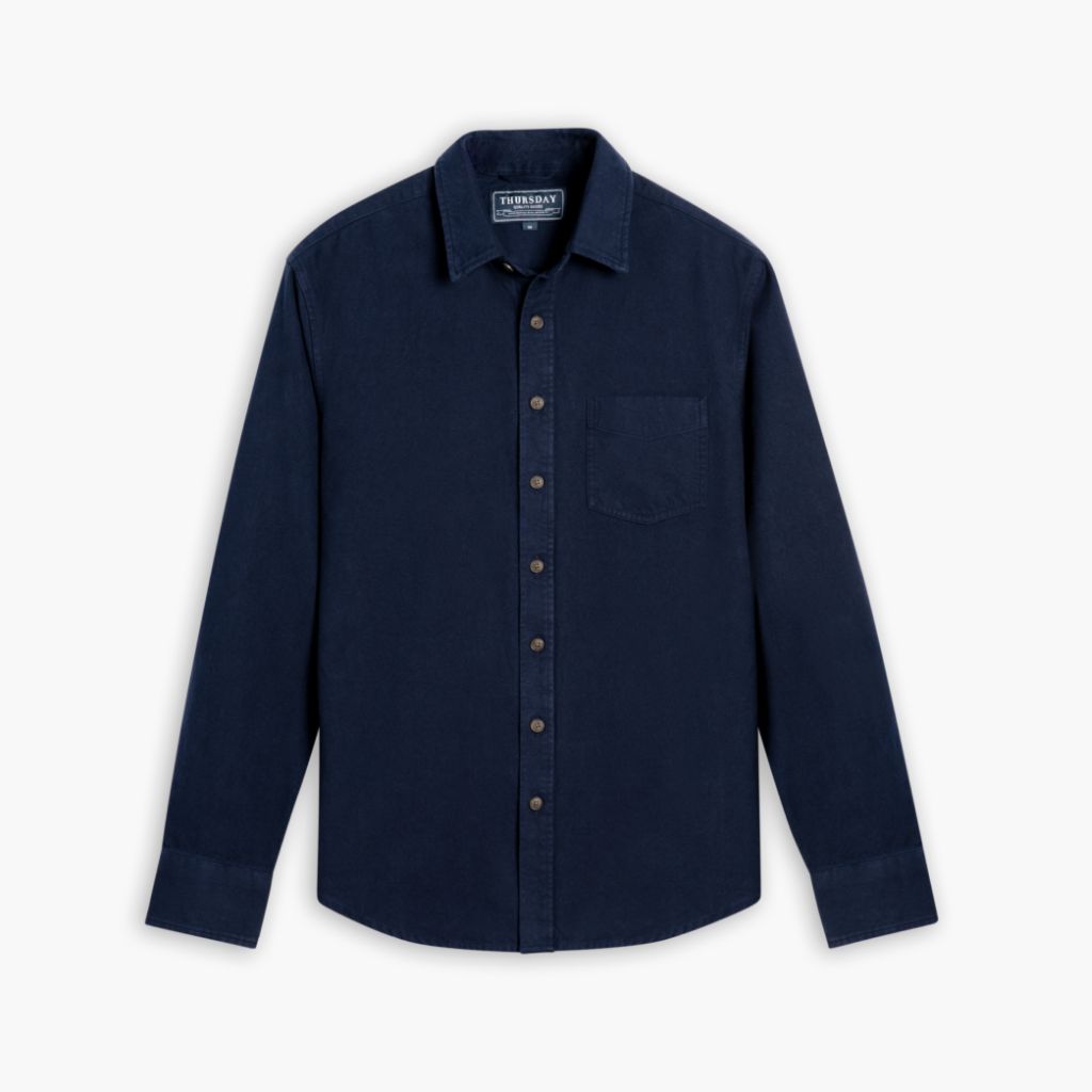 Premium Solid Navy Men's Dress Shirt - Classic Slim Fit Button Down Shirt for Business, Office & Formal Occasions