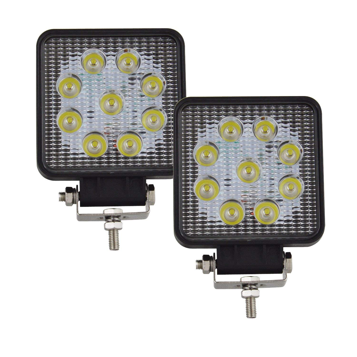 27W 3-Inch Square Mini LED Spot Work Light Pods for Trucks - Off Road Fog Driving Lights - Waterproof Dustproof for ATV UTV 4x4 SUV Boats Marine