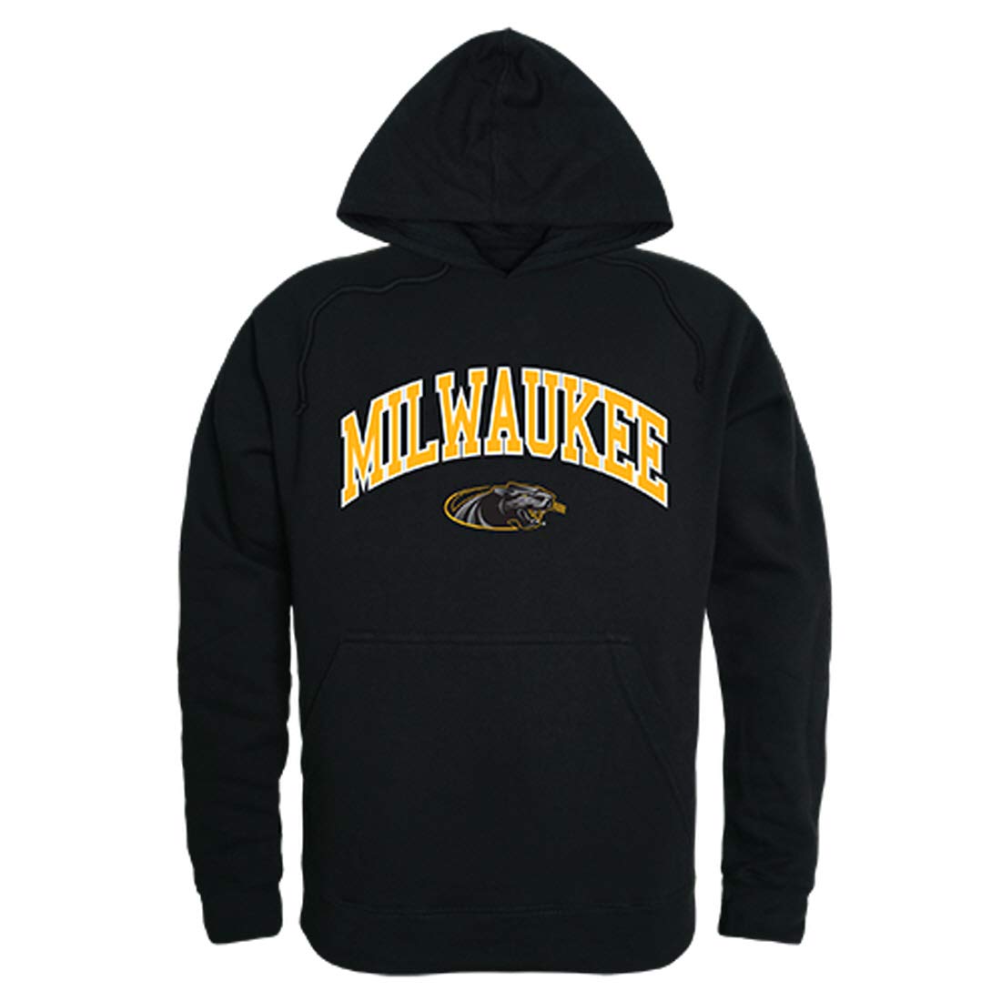 UWM Wisconsin-Milwaukee Panthers NCAA Campus Pullover Hoodie Sweatshirt - Large Size, Black Color for Men & Women | College Fan Apparel, Game Day Outfit, Casual Wear
