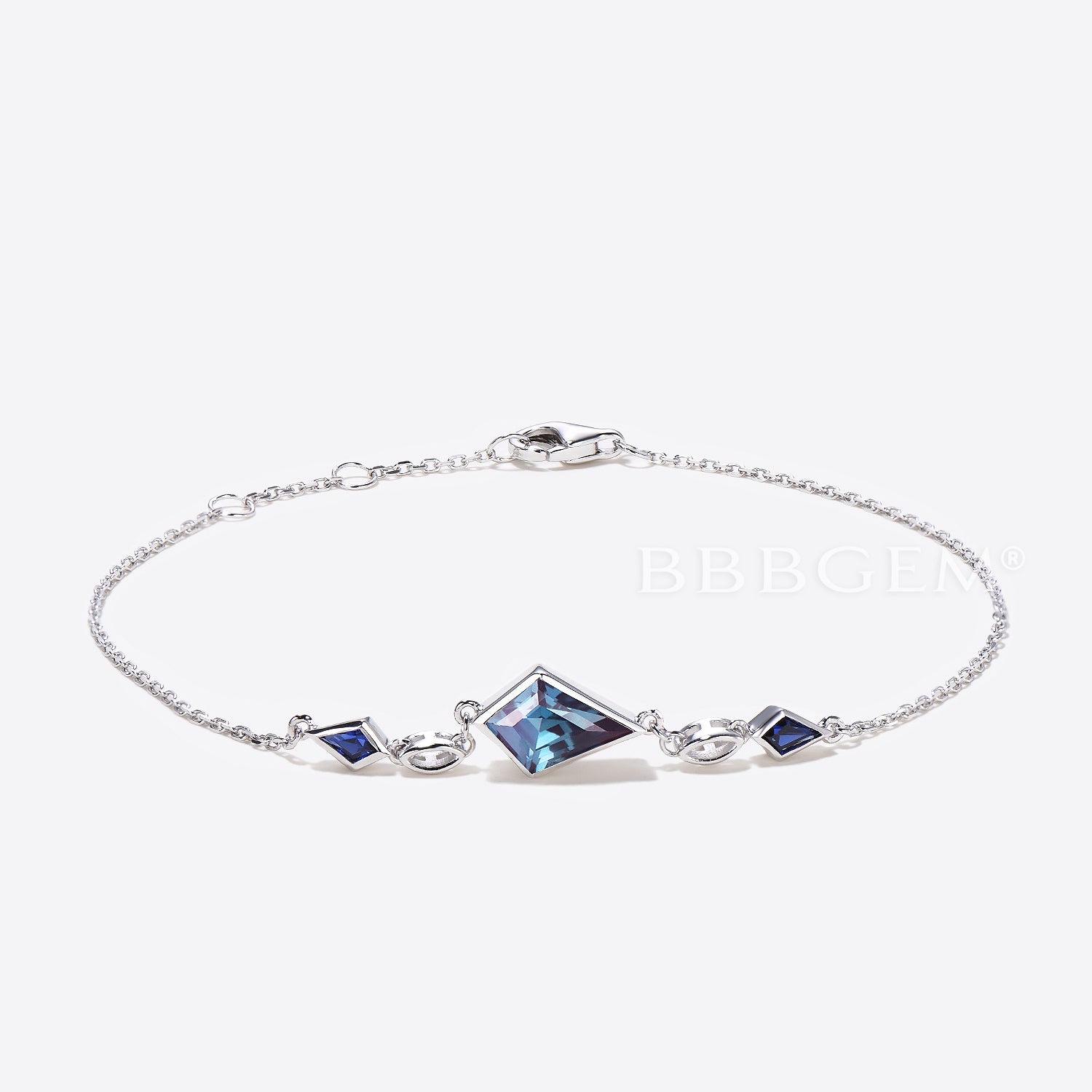 Kite Cut Alexandrite Bracelet - Bezel Set Gemstone Jewelry for Weddings & Special Occasions | Elegant Gift for Her