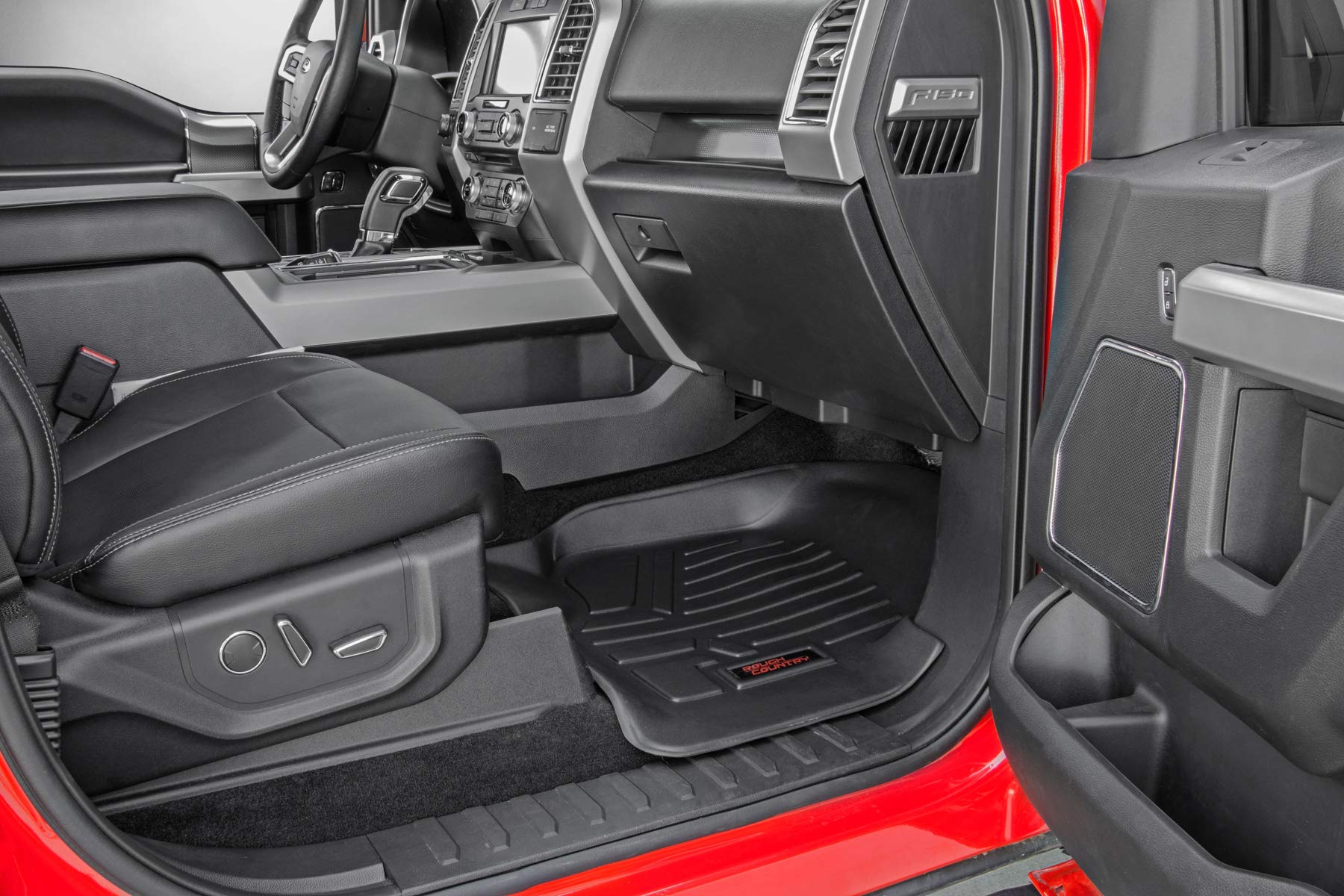 Rough Country All Weather Floor Mats for Dodge Ram 1500 Quad Cab (2012-2018) - Heavy Duty Non-Slip Waterproof Car Mats, Front & Rear Set - Perfect for Off-Roading, Winter & Muddy Conditions
