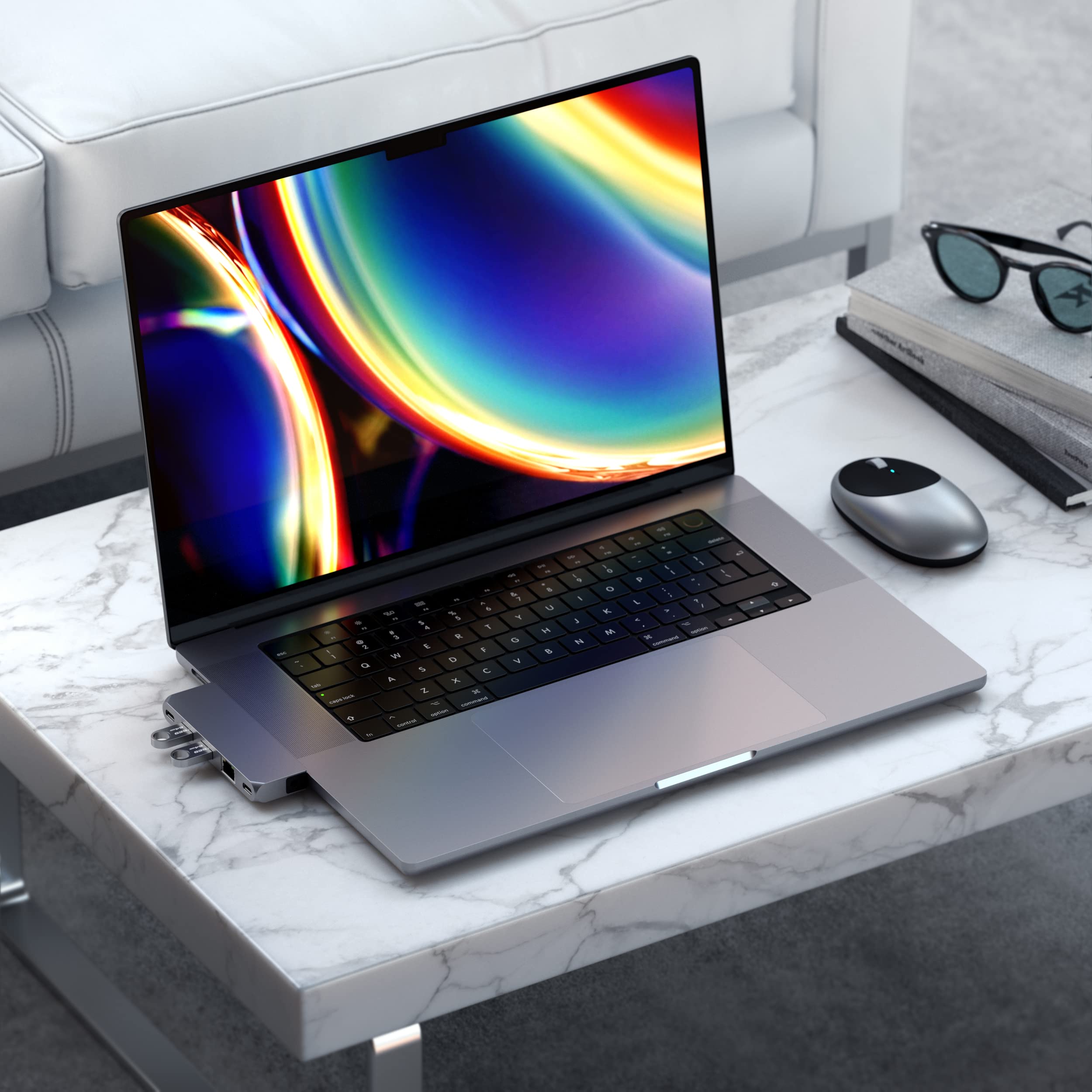 Satechi Type-C Pro Hub Mini Adapter with USB4, USB-A, USB-C, Gigabit Ethernet & 3.5mm Audio Jack - Compatible with M1/M2 MacBook Pro & Air (Space Gray) - Perfect for Home Office, Remote Work & Multimedia Connectivity