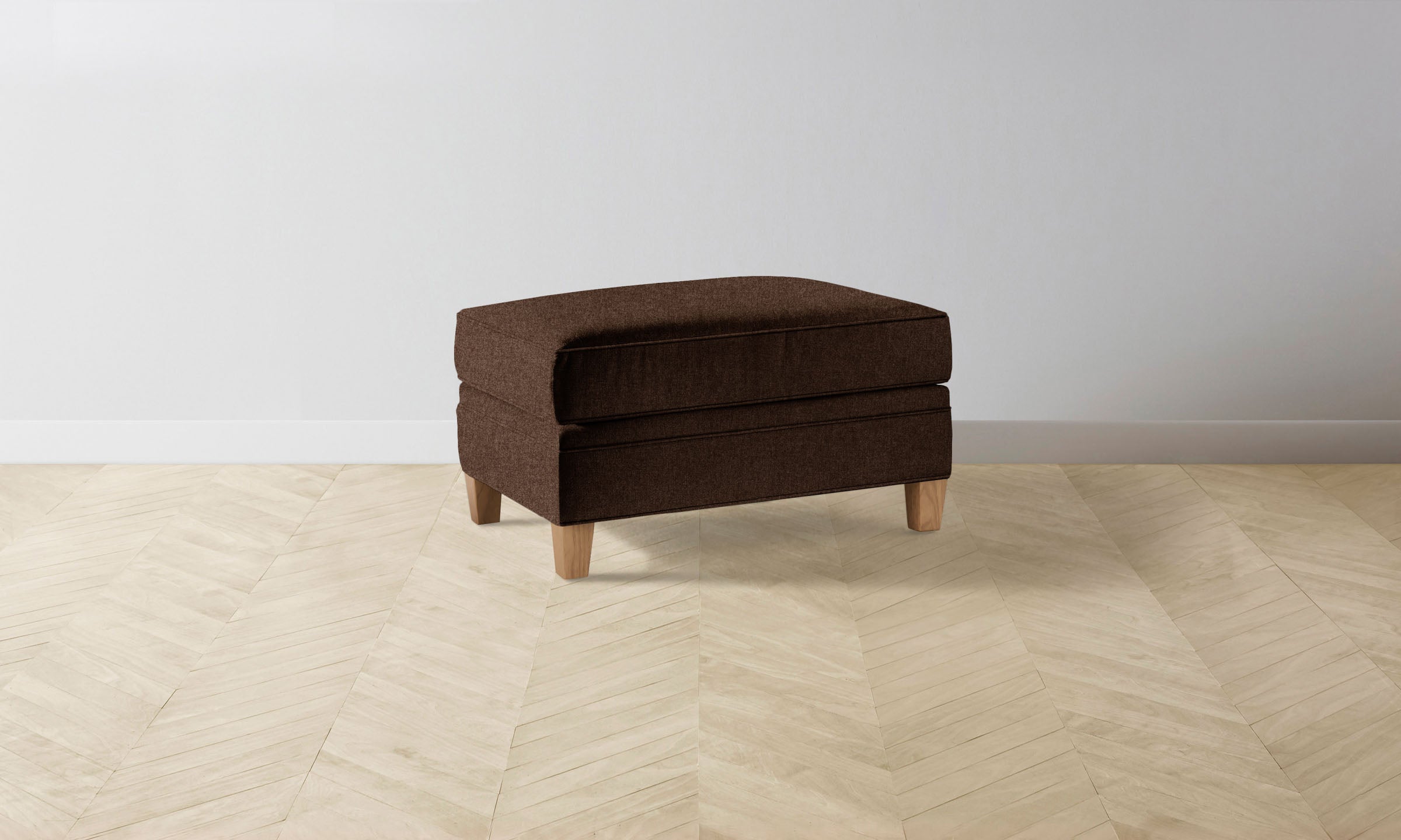 Carmine Ottoman - Italian Brushed Wool Cocoa Brown Footstool | Elegant Living Room Accent, Bedroom Footrest & Cozy Home Decor
