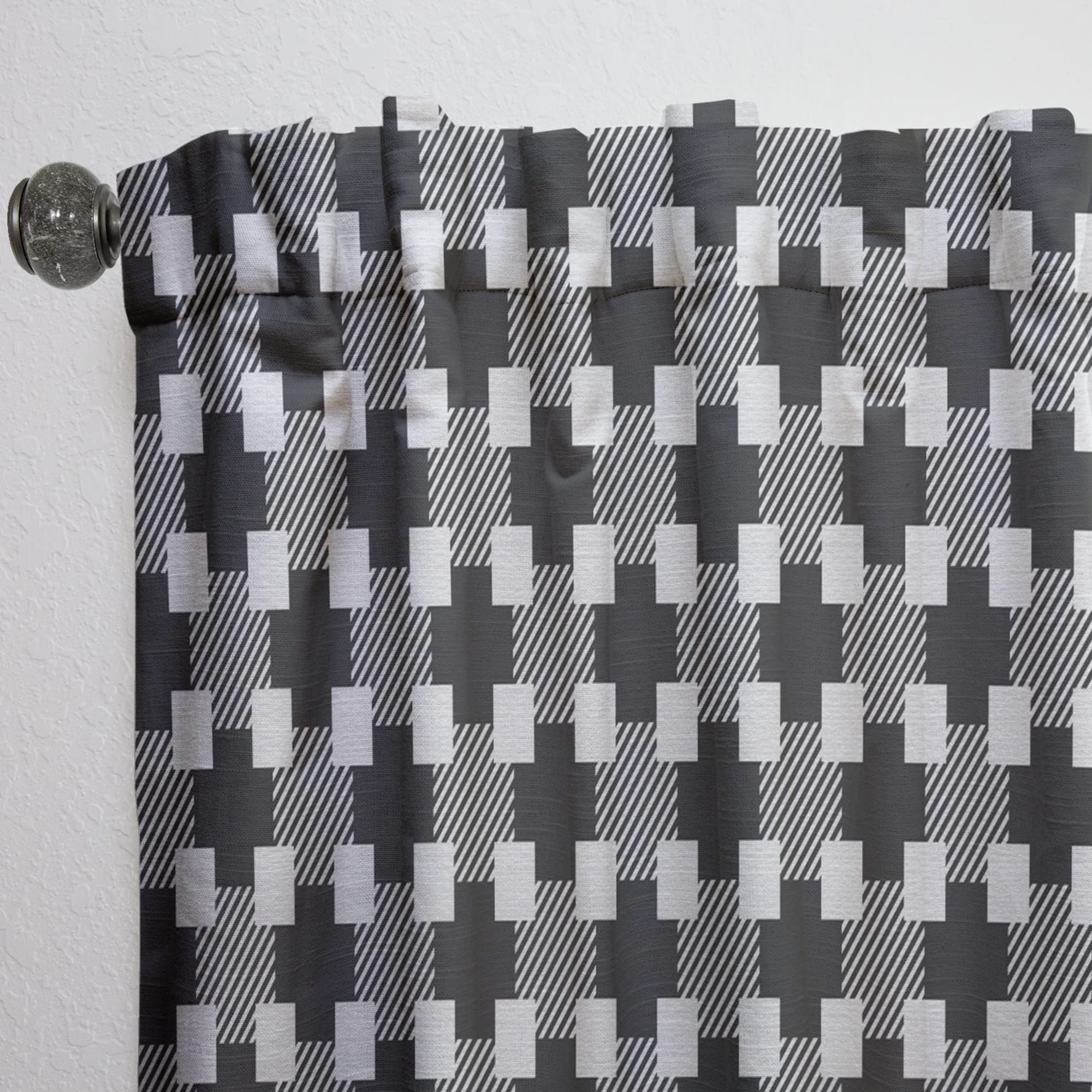 Geometric Monochrome Pattern II Blackout Curtains - Thermal Insulated Single Panel (52x90 inches) for Bedroom & Living Room - Modern Window Drapes for Light Blocking & Energy Saving