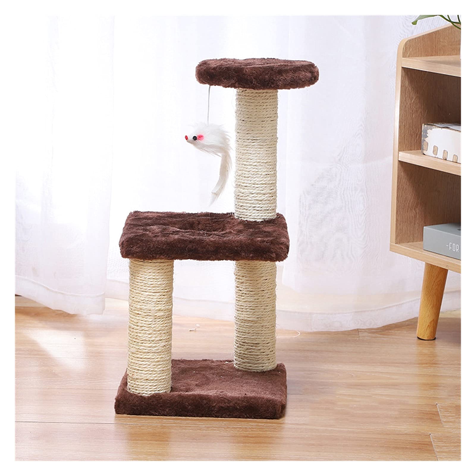 Premium 3-Tier Sisal Cat Scratching Post & Climbing Frame - Durable Cat Scratcher Toy for Kittens & Adult Cats (Coffee Color) - Perfect for Indoor Play, Training & Nail Care