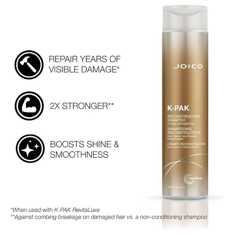 Joico Reconstruct Shampoo for Damaged Hair Repair - Sulfate Free Hair Treatment with Keratin - Restores Strength & Shine for Dry, Brittle Hair - Perfect for Salon Quality Results at Home